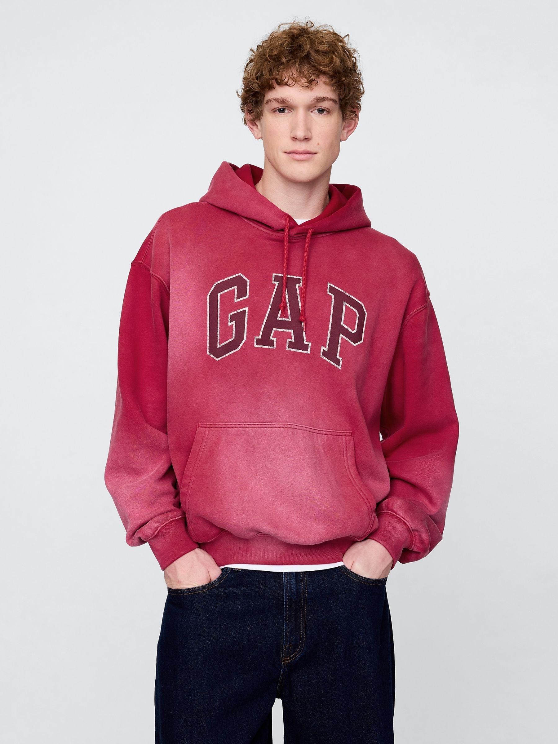 Red Vintage Soft Oversized Logo Hoodie Gap