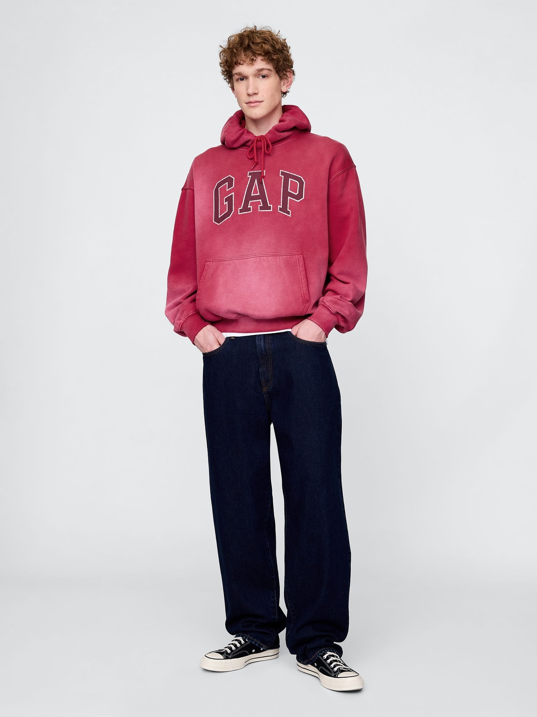 Red Vintage Soft Oversized Logo Hoodie - Image 3 of 3