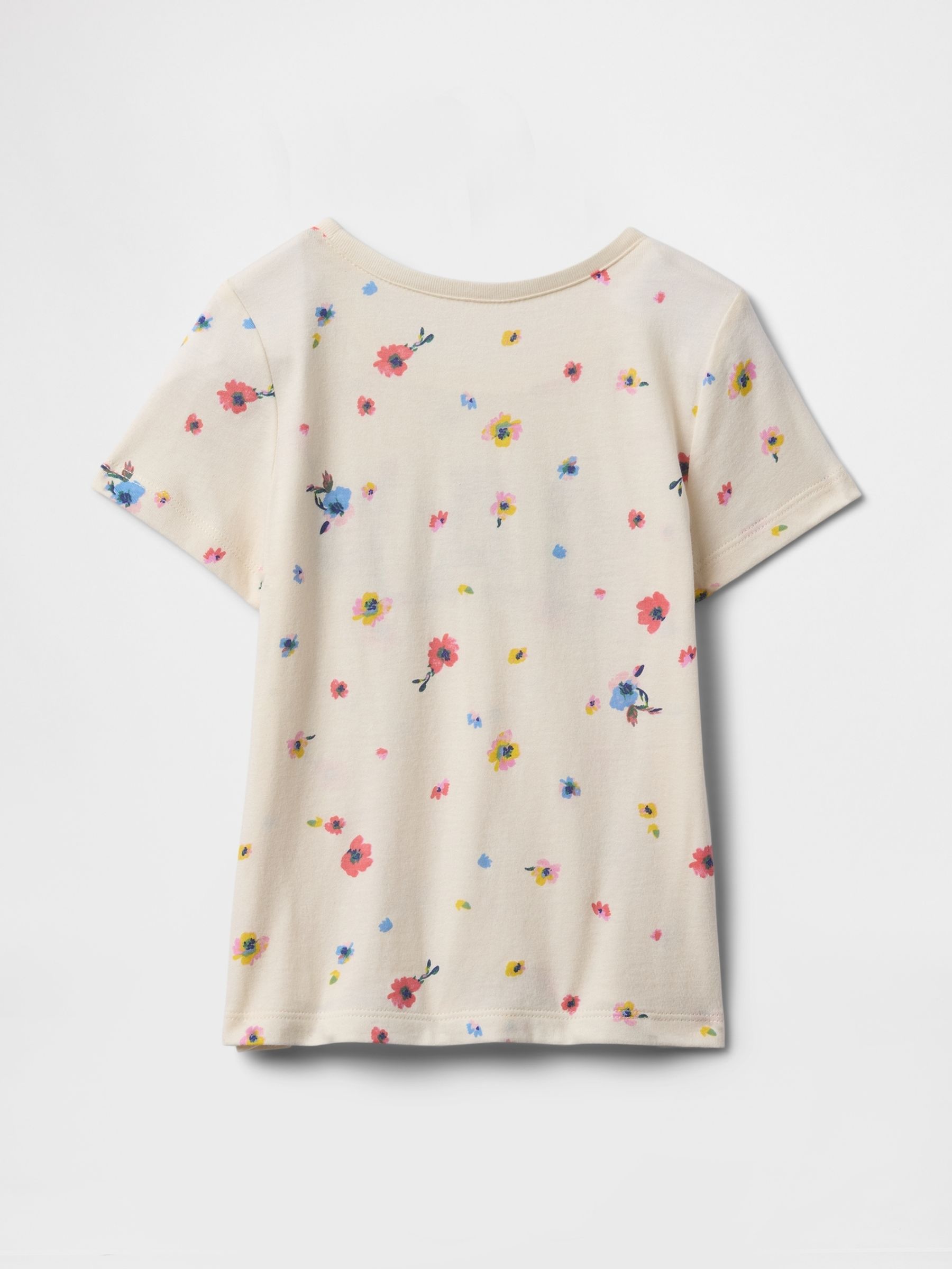 Beige Floral Short Sleeve Crew Neck Graphic T-Shirt (6mths-5yrs) - Image 2 of 3