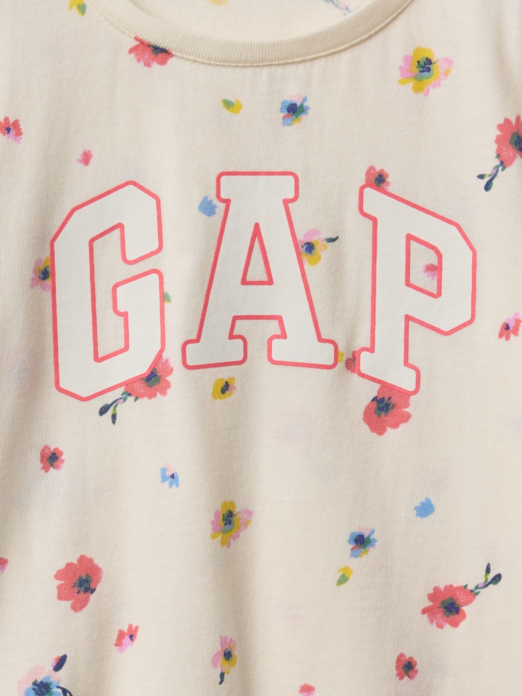 Beige Floral Short Sleeve Crew Neck Graphic T-Shirt (6mths-5yrs) - Image 3 of 3