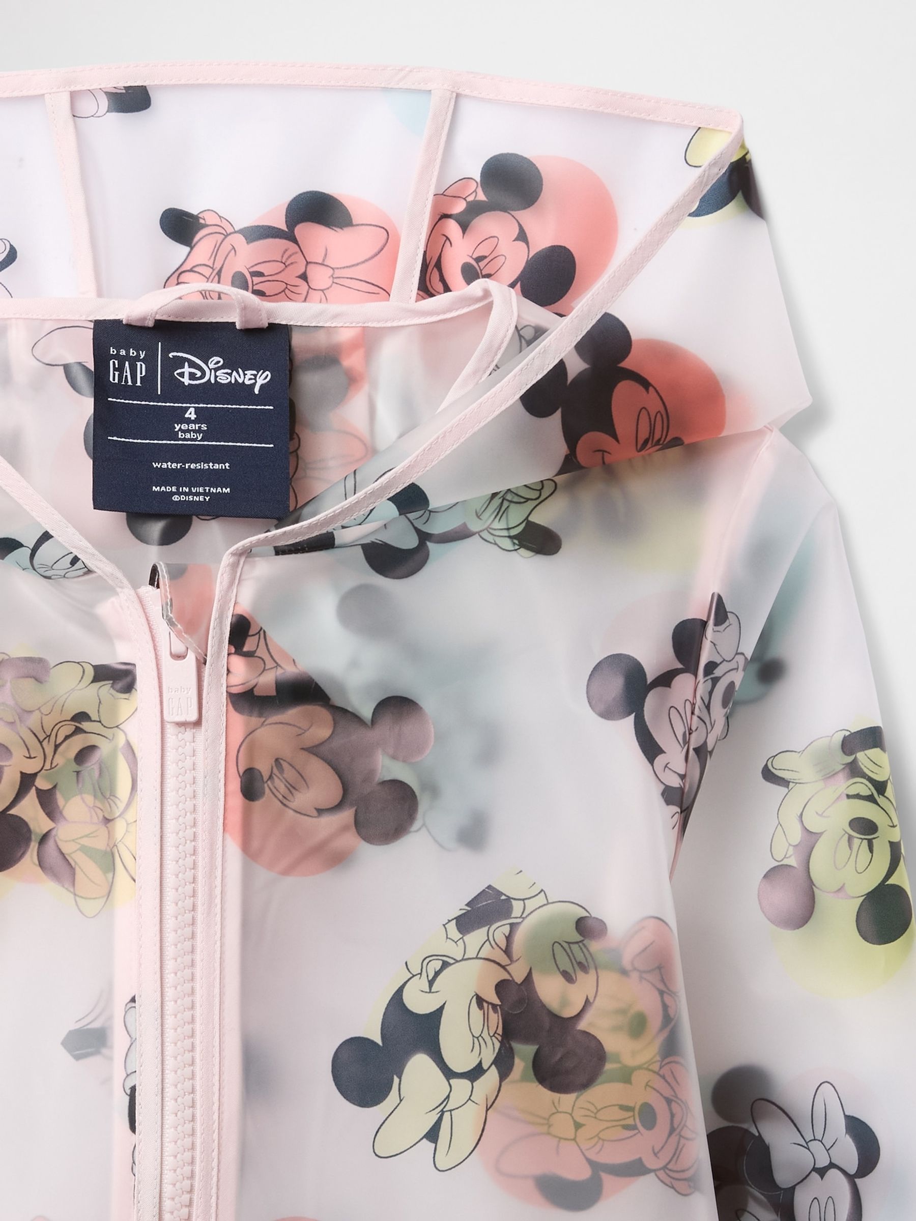 Pink Minnie & Mickey Mouse Disney Water Resistant Hooded Rain Jacket (6mths-5yrs) - Image 3 of 3