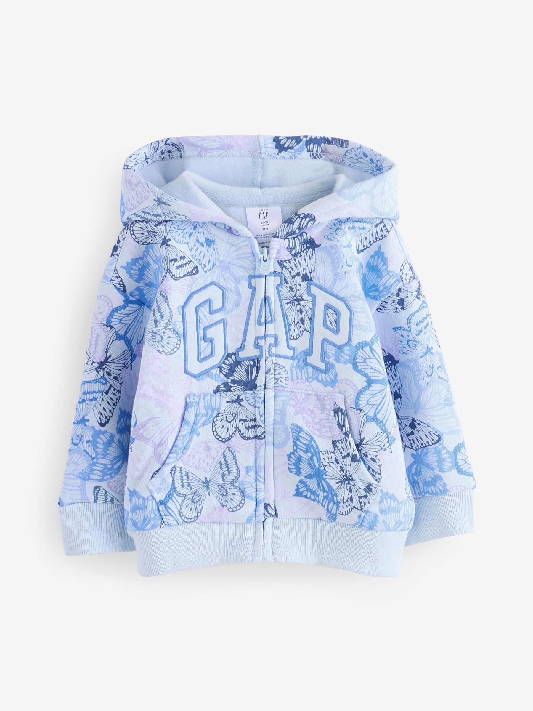 Blue Butterfly Logo Fleece-Lined Zip Up Hoodie (6mths-5yrs) - Image 1 of 5