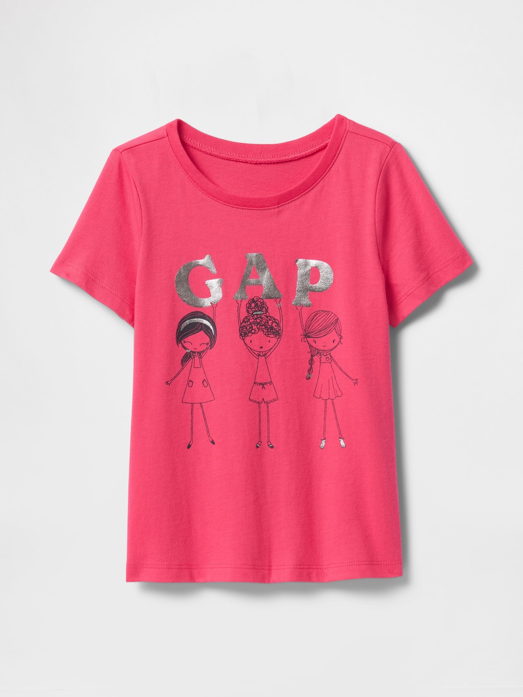 Bright Pink Short Sleeve Crew Neck Graphic T-Shirt (6mths-5yrs) - Image 1 of 3