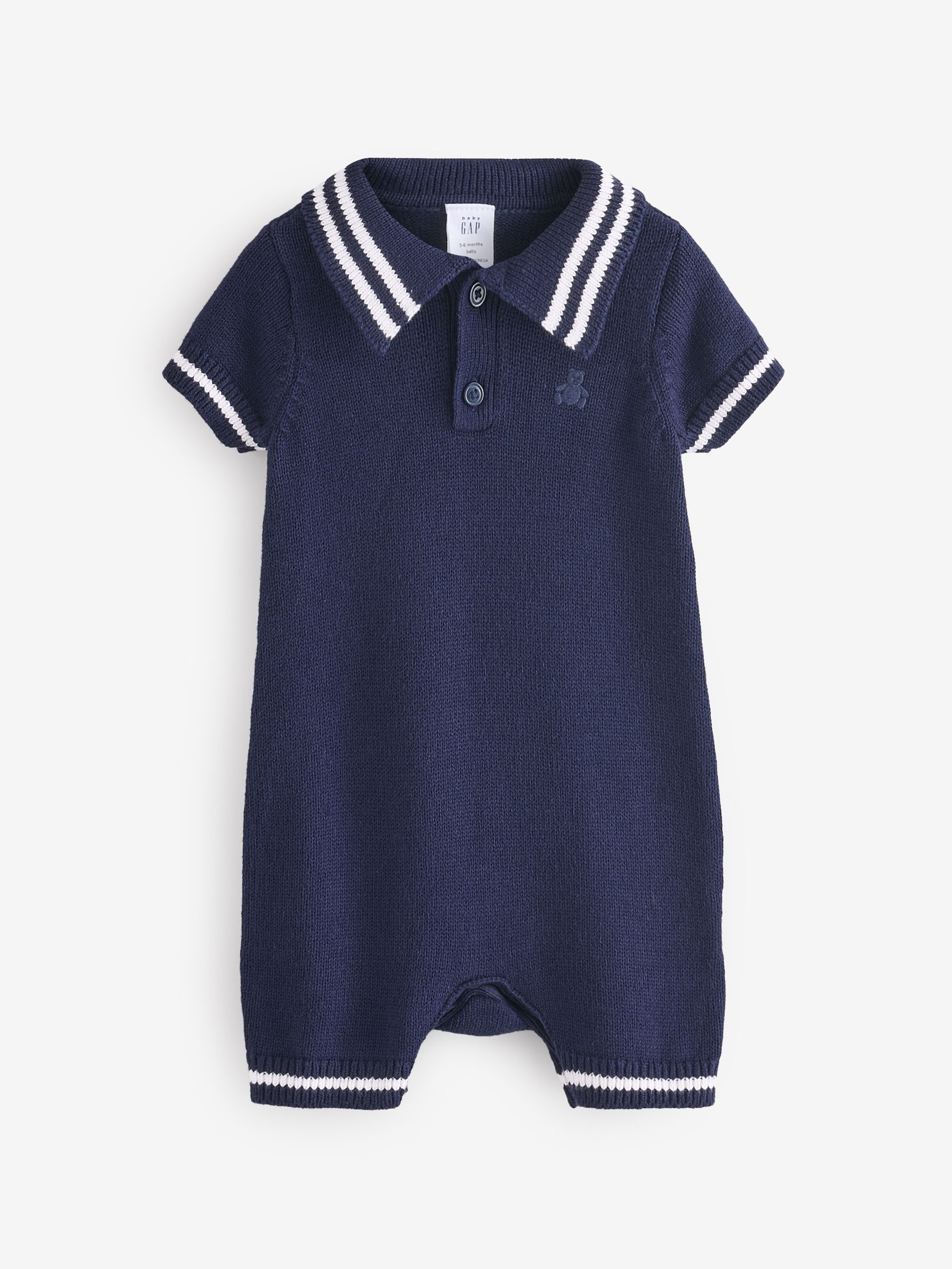 Navy Blue Polo Knitted Romper (Newborn-24mths) - Image 1 of 6