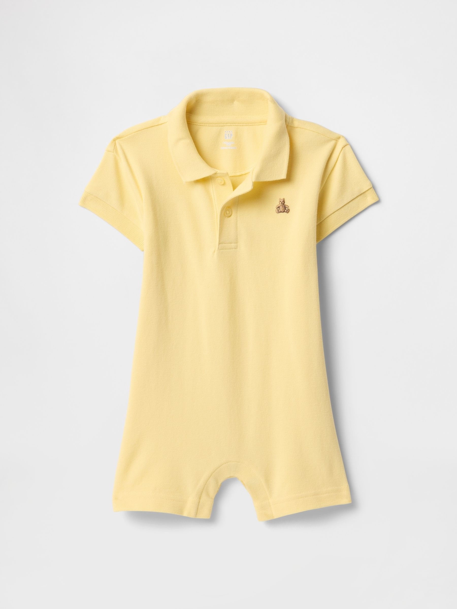 Yellow Pique Polo Romper (Newborn-24mths) - Image 1 of 2