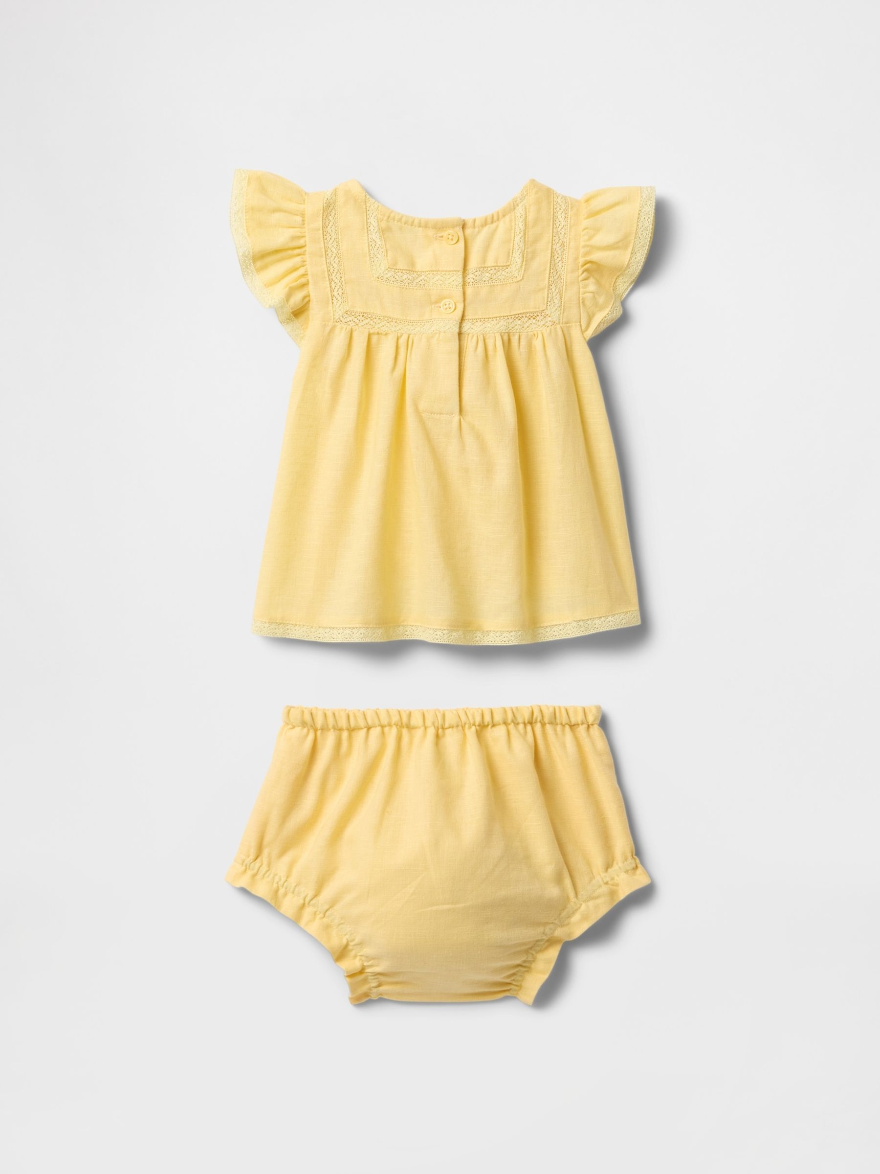 Yellow Linen-Cotton Ruffle Outfit Set (Newborn-24mths) - Image 2 of 2