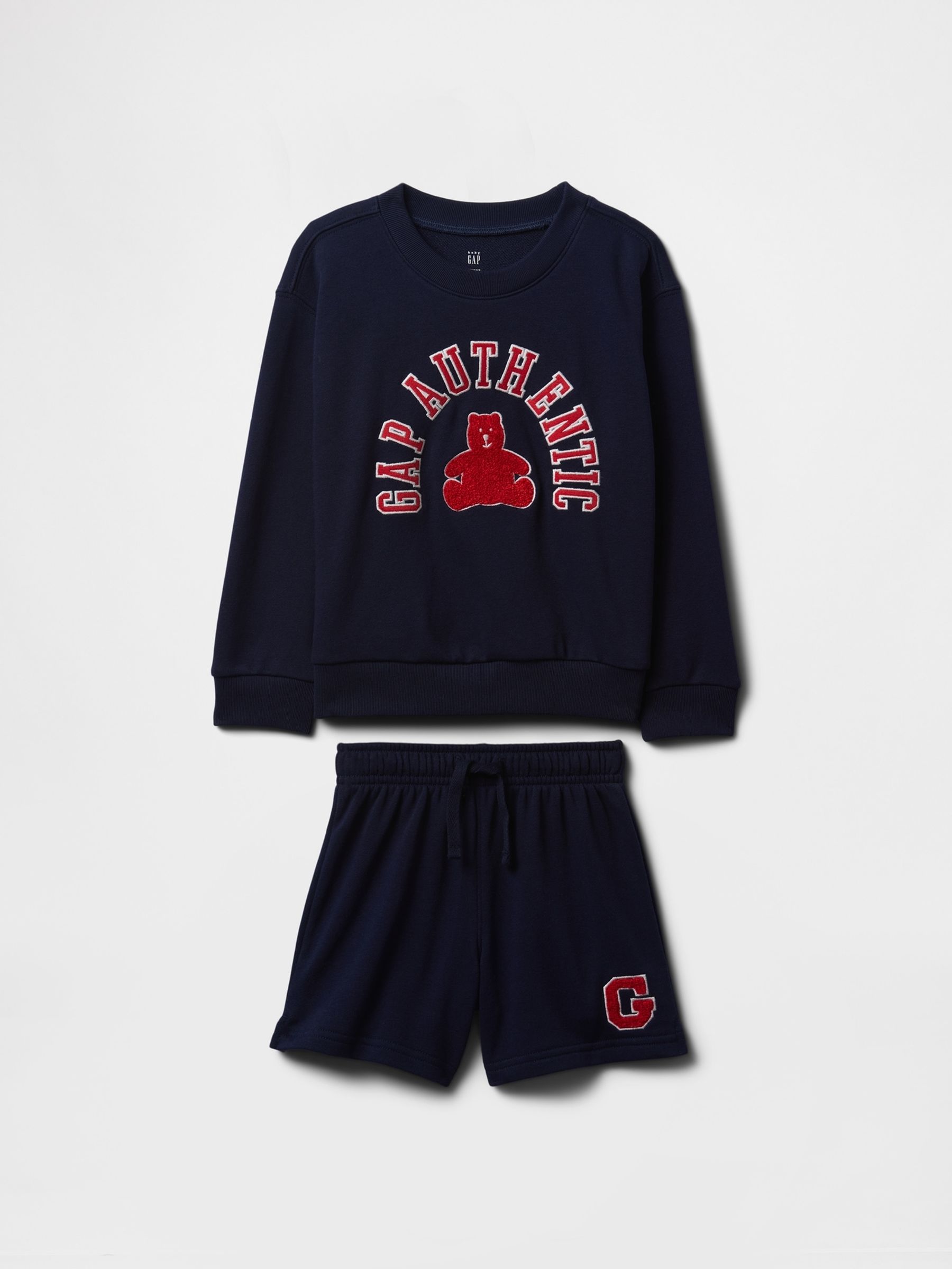 Navy Blue Vintage Logo Sweatshirt and Shorts Set (6mths-5yrs) - Image 1 of 2