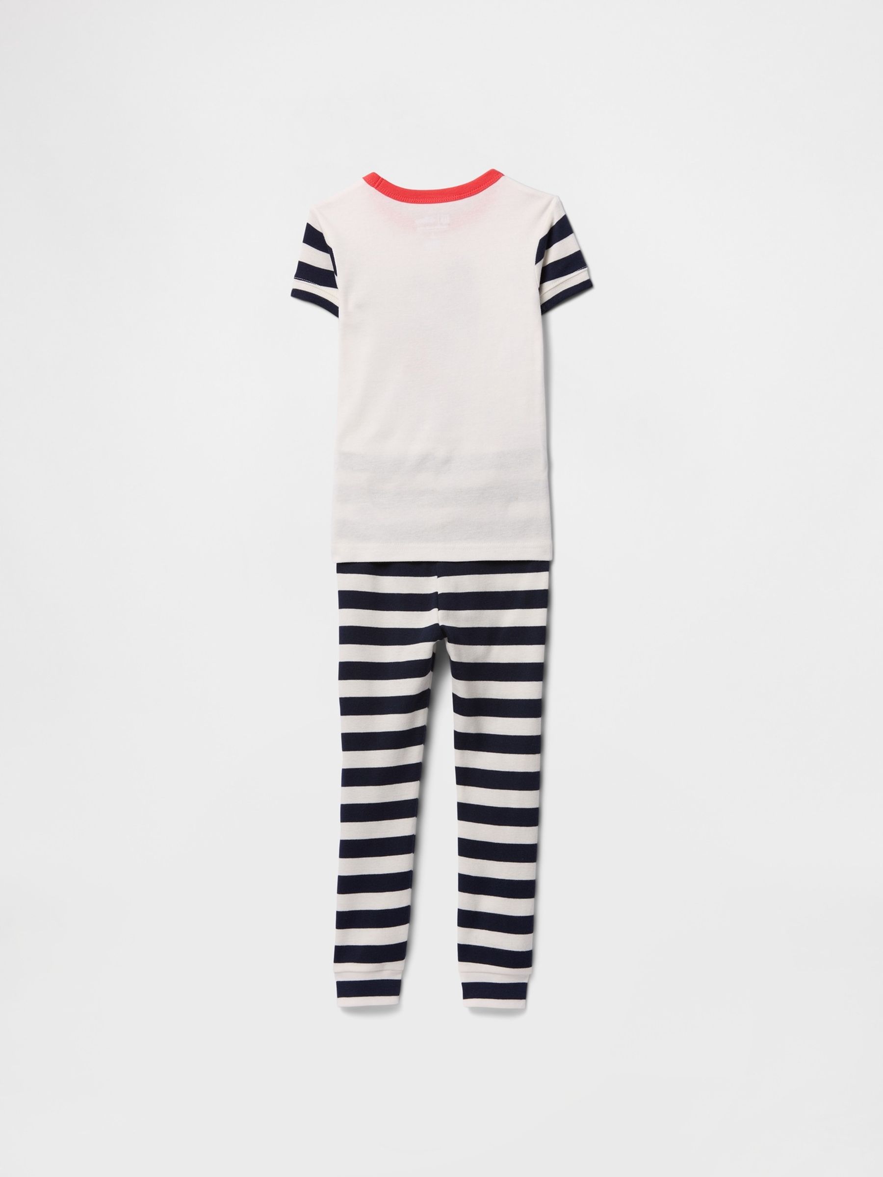 White & Black Mickey Mouse Disney Cotton Short Sleeve Striped Pyjamas (6mths-5yrs) - Image 2 of 3