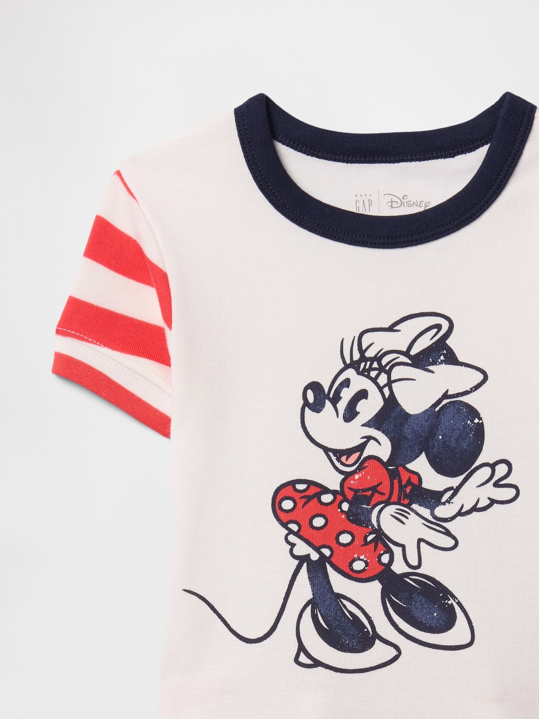 Red Minnie Mouse Disney Cotton Short Sleeve Striped Pyjamas (6mths-5yrs) - Image 3 of 5