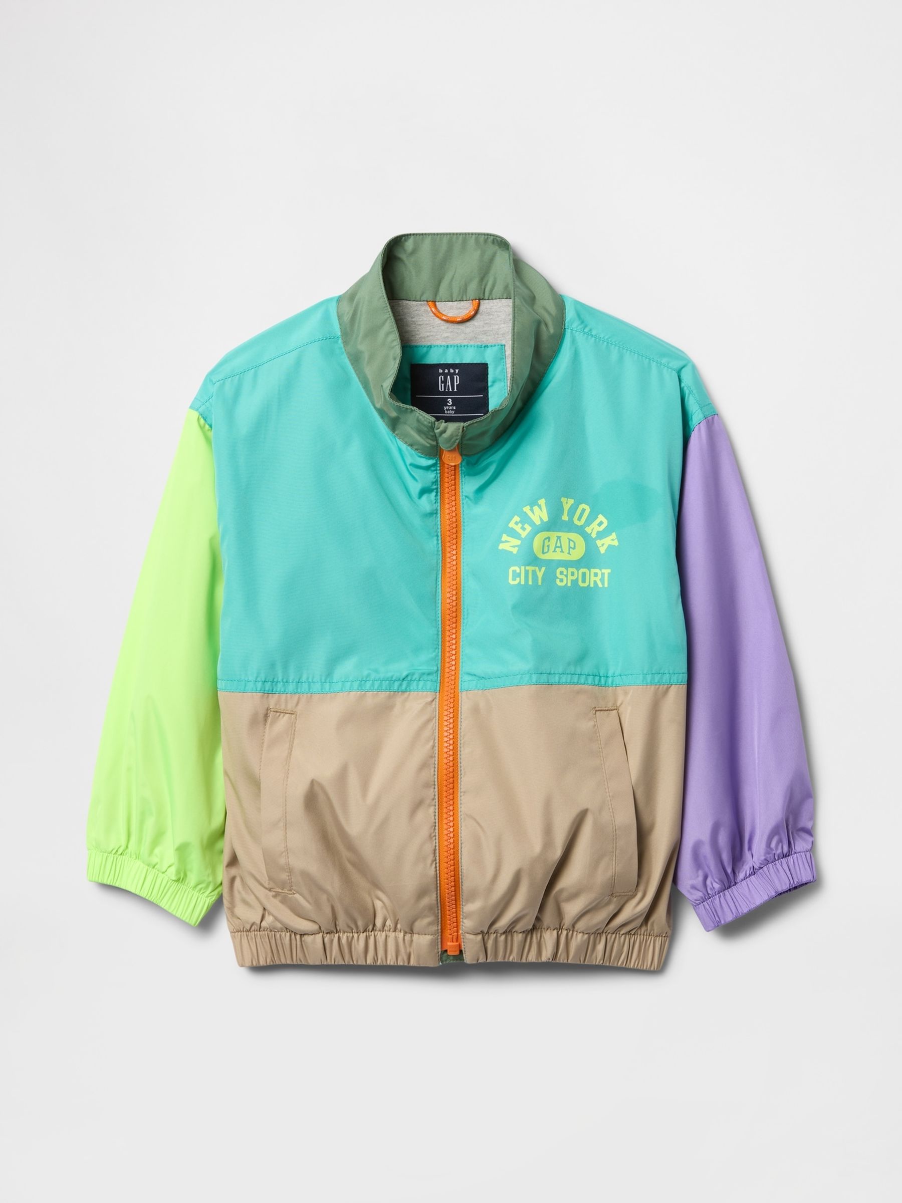 Multi/ Green NYC Logo Colourblock Windbreaker (6mths-5yrs) | Gap