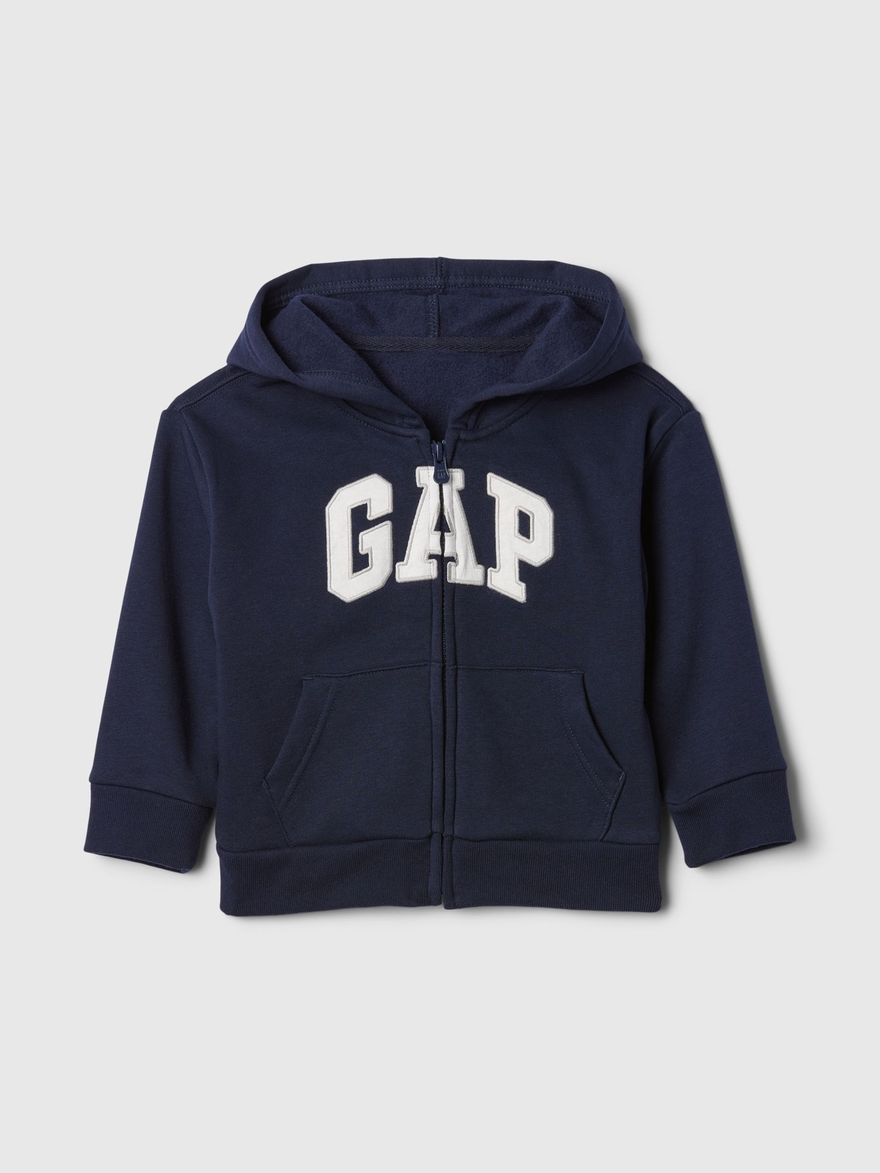 Navy Blue Zip Up Logo Fleece-Lined Hoodie (6mths-5yrs) - Image 1 of 3