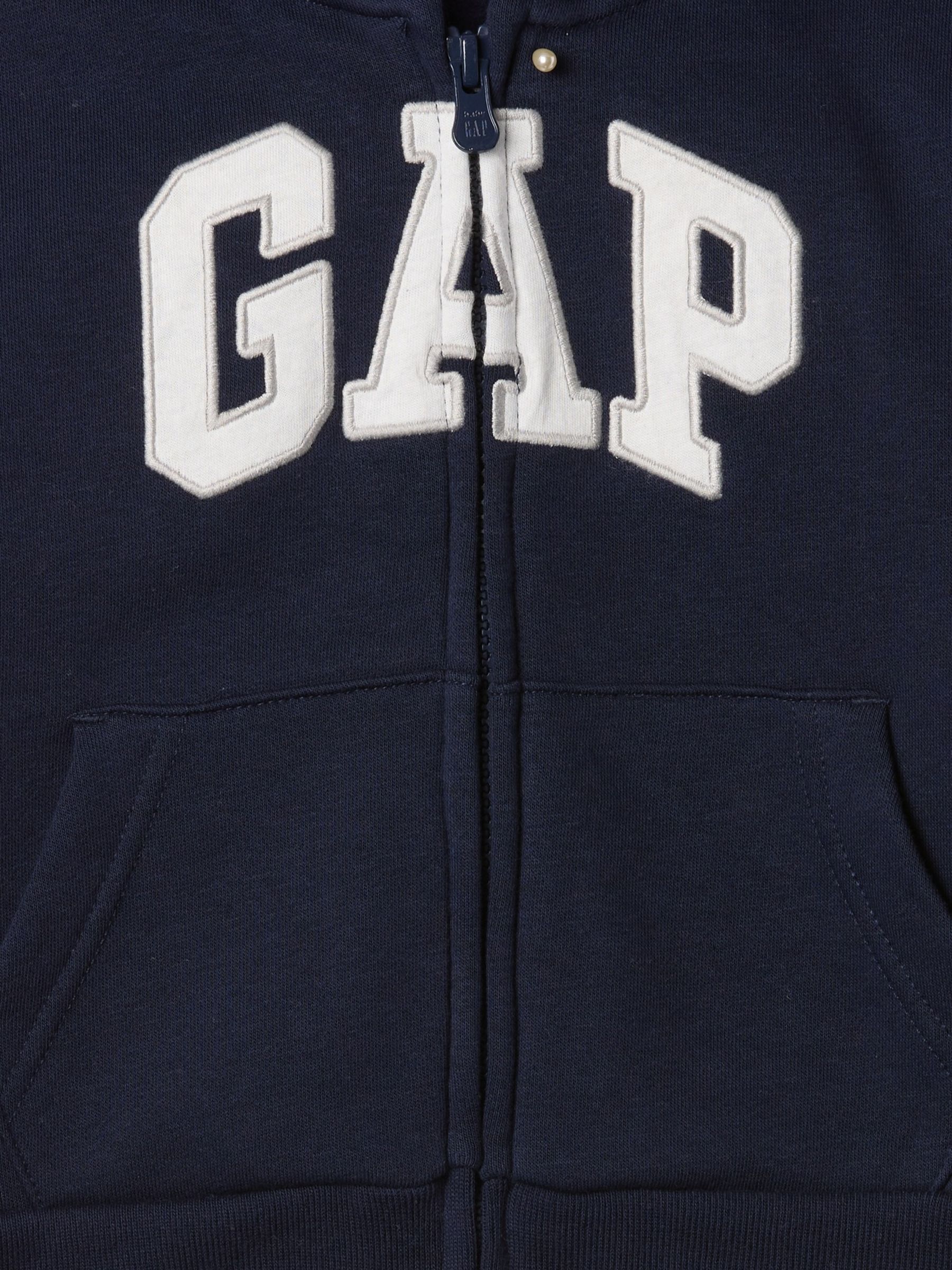 Navy Blue Zip Up Logo Fleece-Lined Hoodie (6mths-5yrs) - Image 3 of 3
