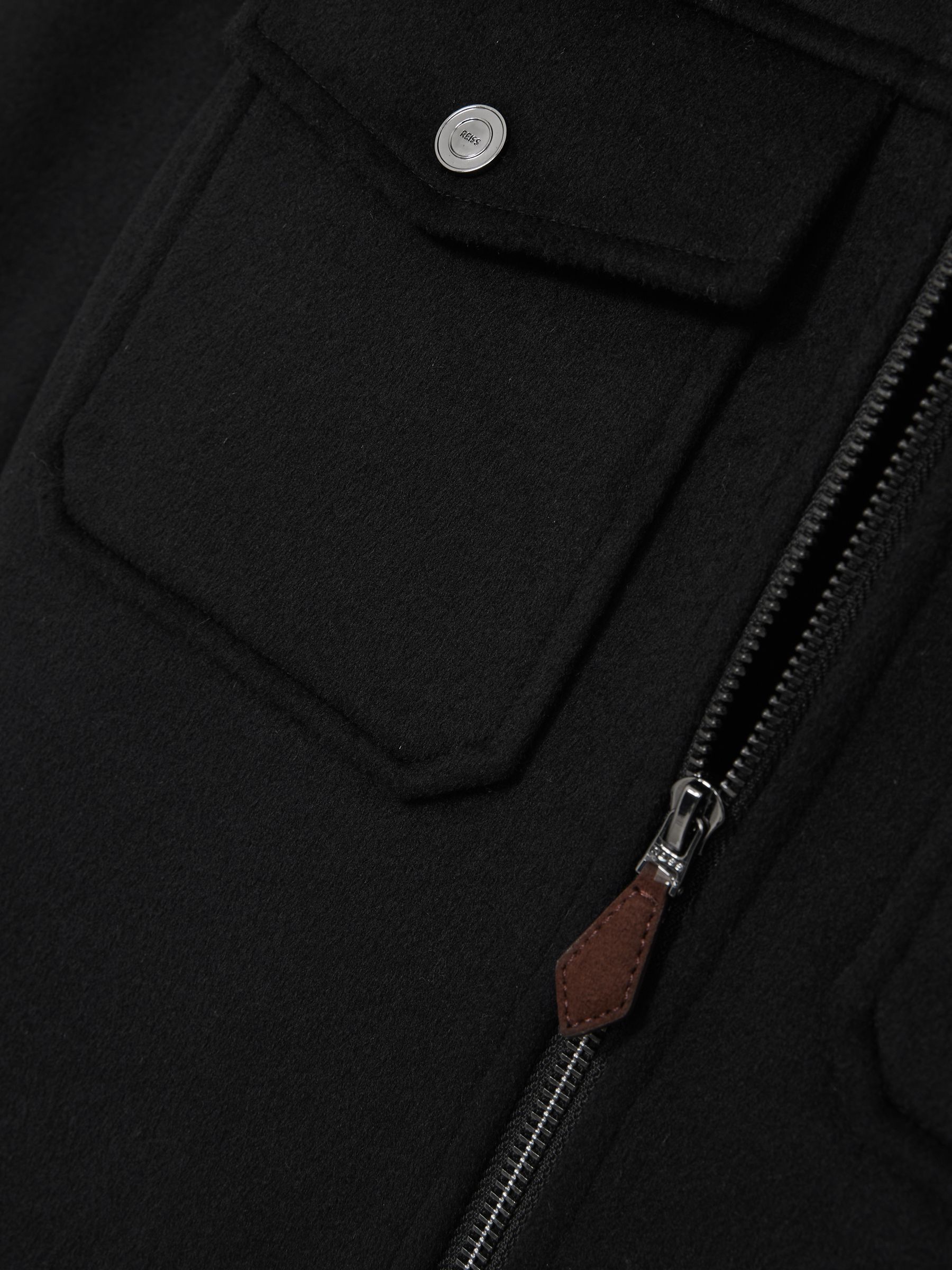 Zip-Through Trucker Jacket With Wool in Black - Image 6 of 6