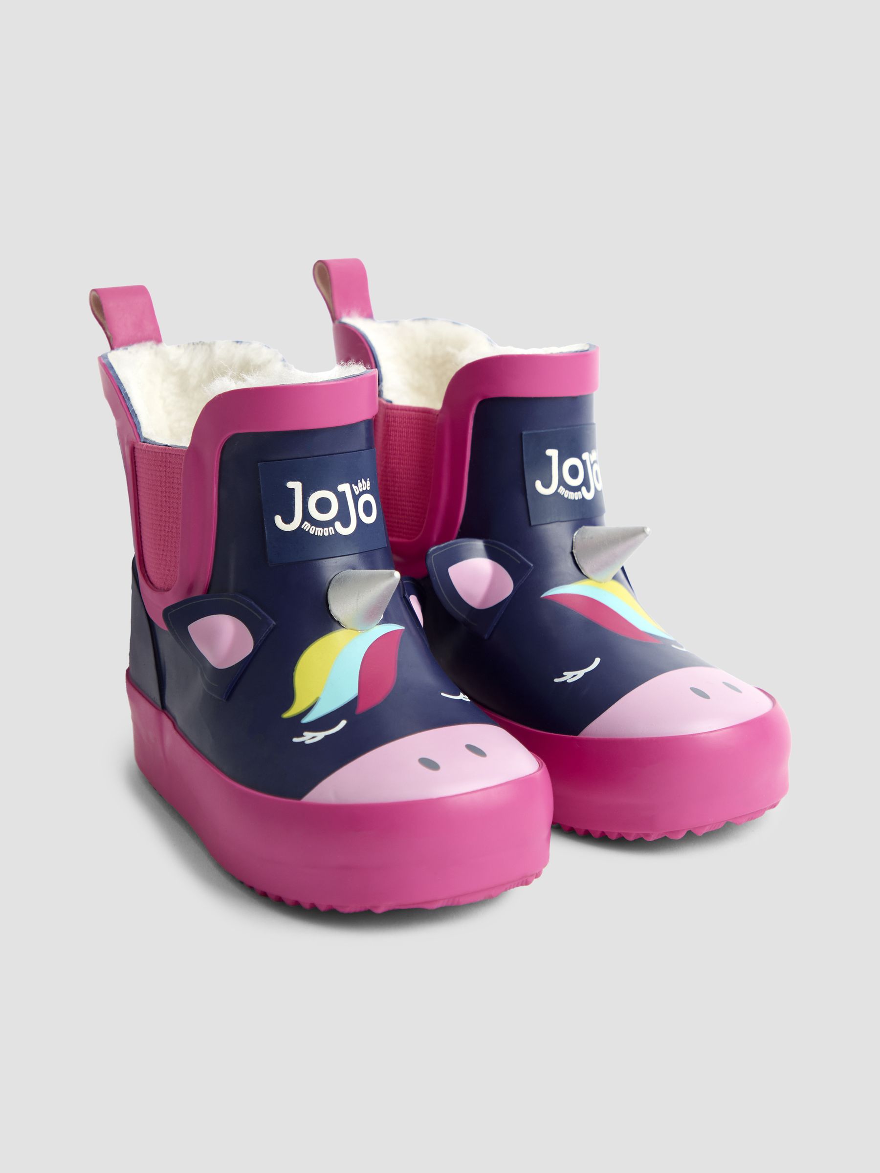Navy/Pink Unicorn Short Unicorn Wellie Boot JoJo Maman Bébé USA