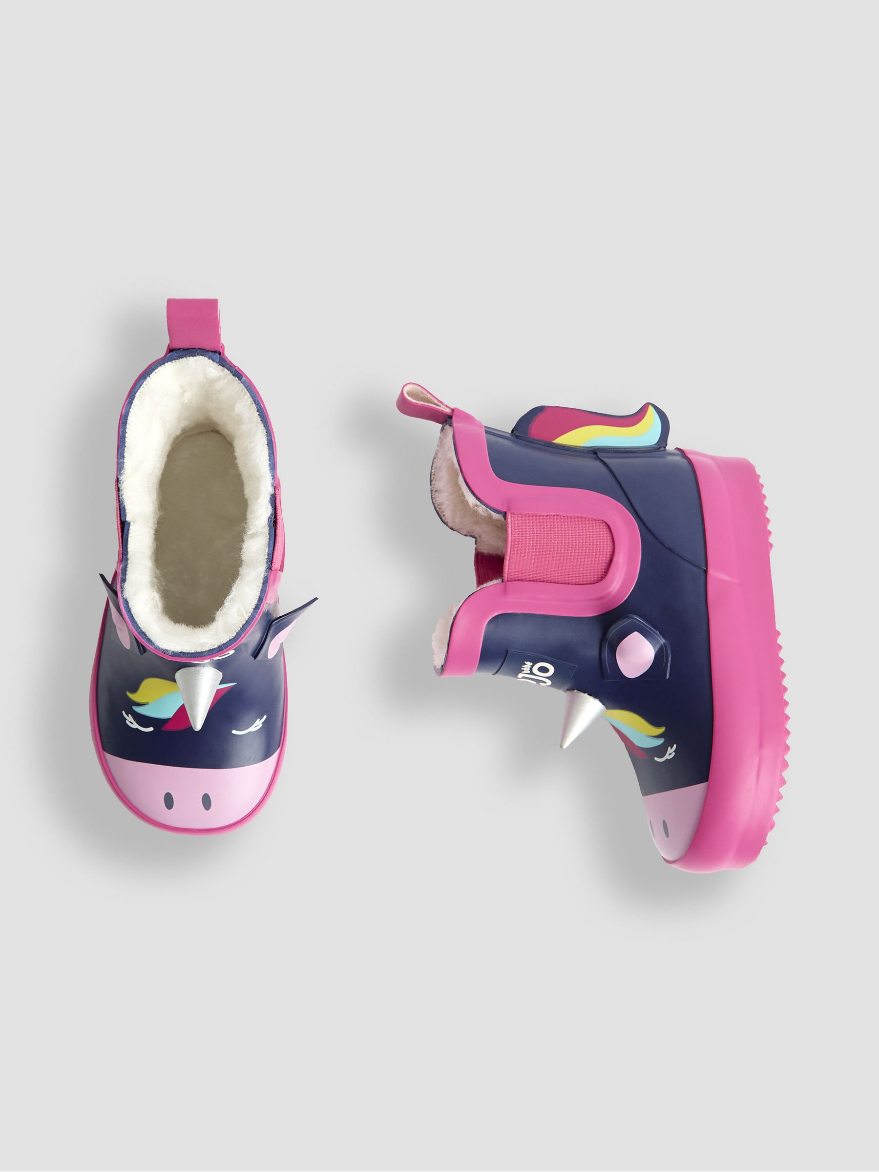 Navy Cosy Lined Unicorn Ankle Wellies - Image 3 of 5