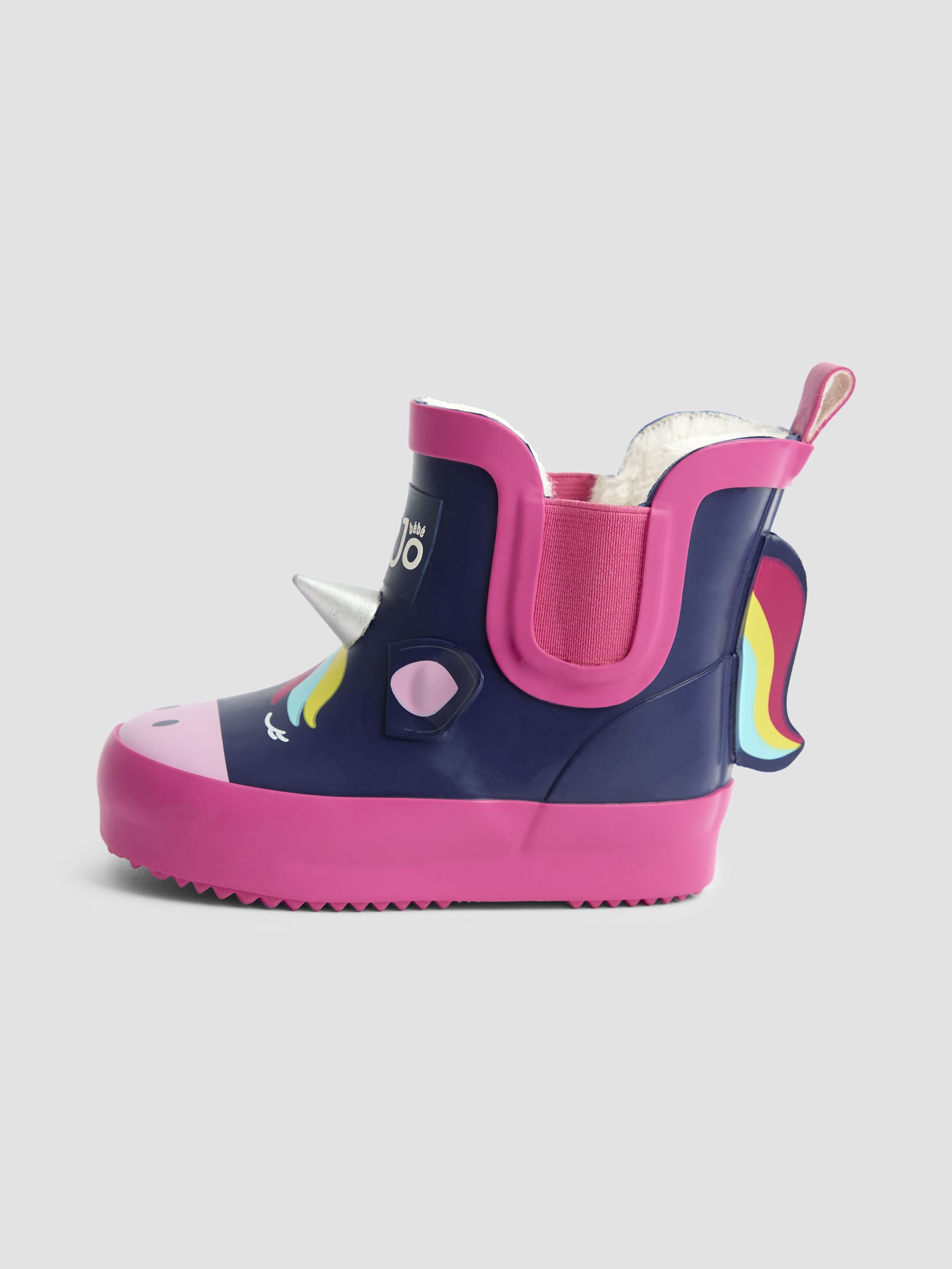 Navy Cosy Lined Unicorn Ankle Wellies - Image 4 of 5