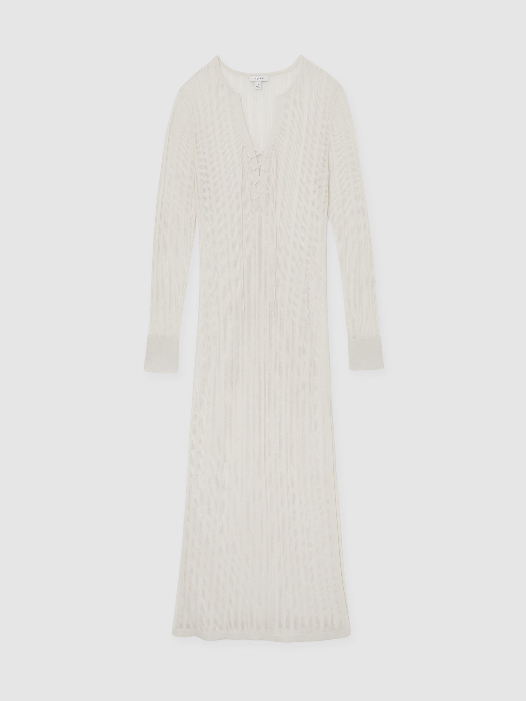 Knitted Beach Cover-Up Dress in Cream - Image 3 of 6
