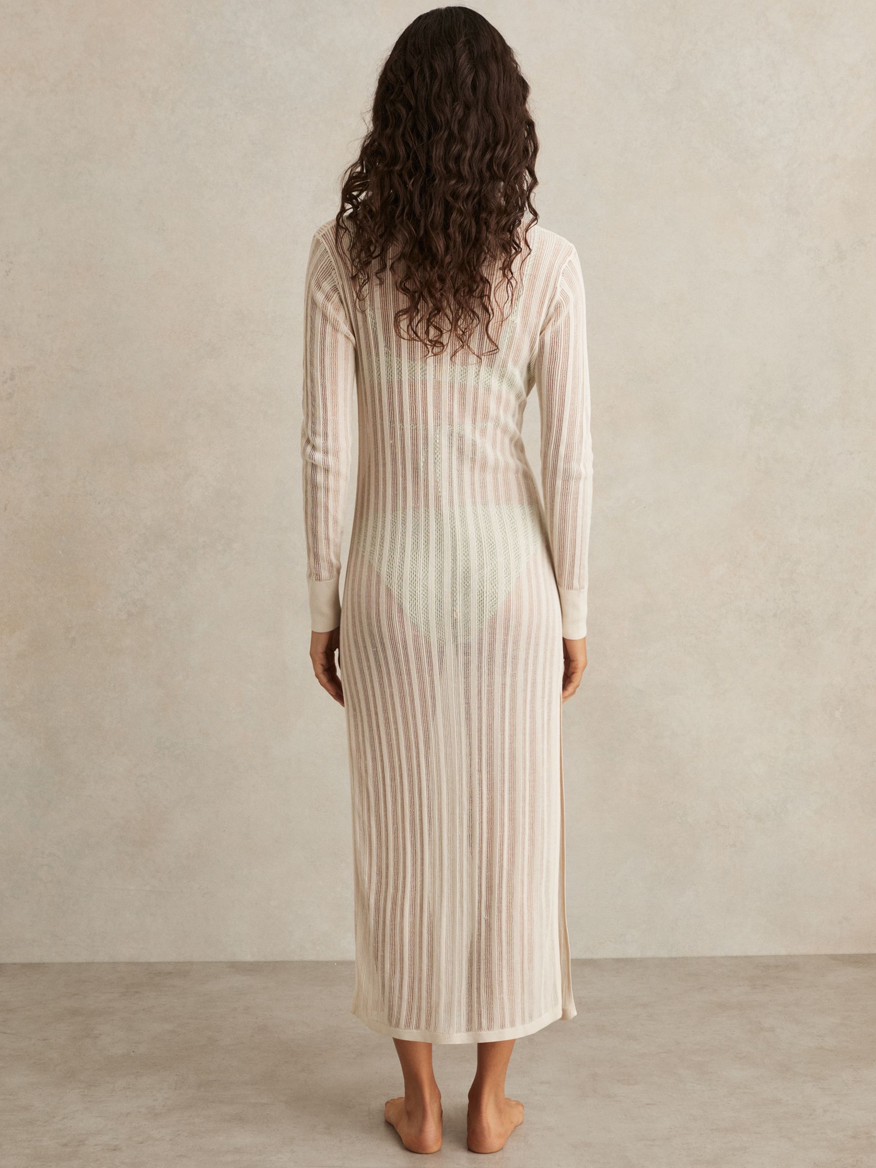 Knitted Beach Cover-Up Dress in Cream - Image 4 of 6