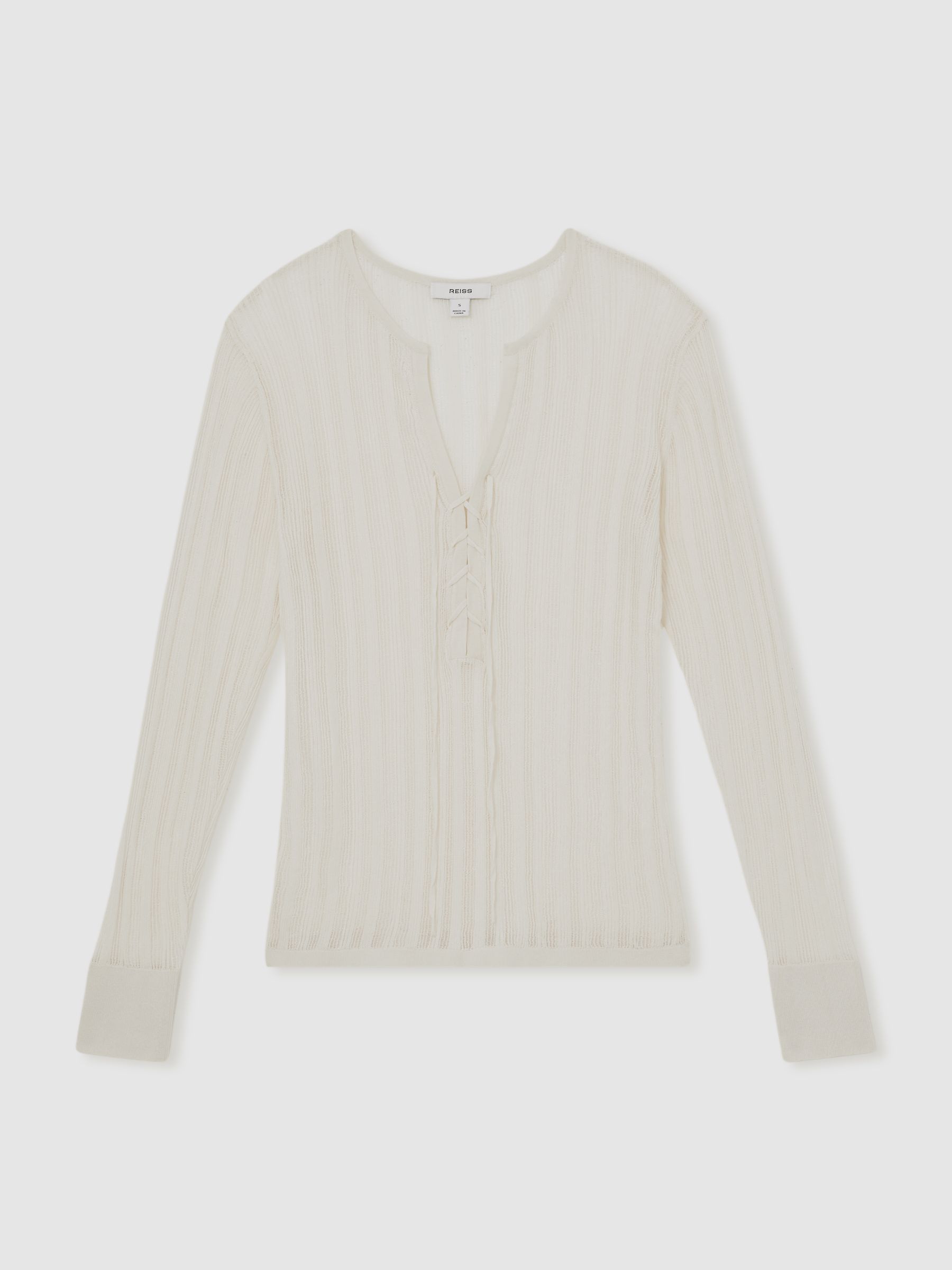 Knitted Beach Cover-Up Top in Cream - Image 2 of 6
