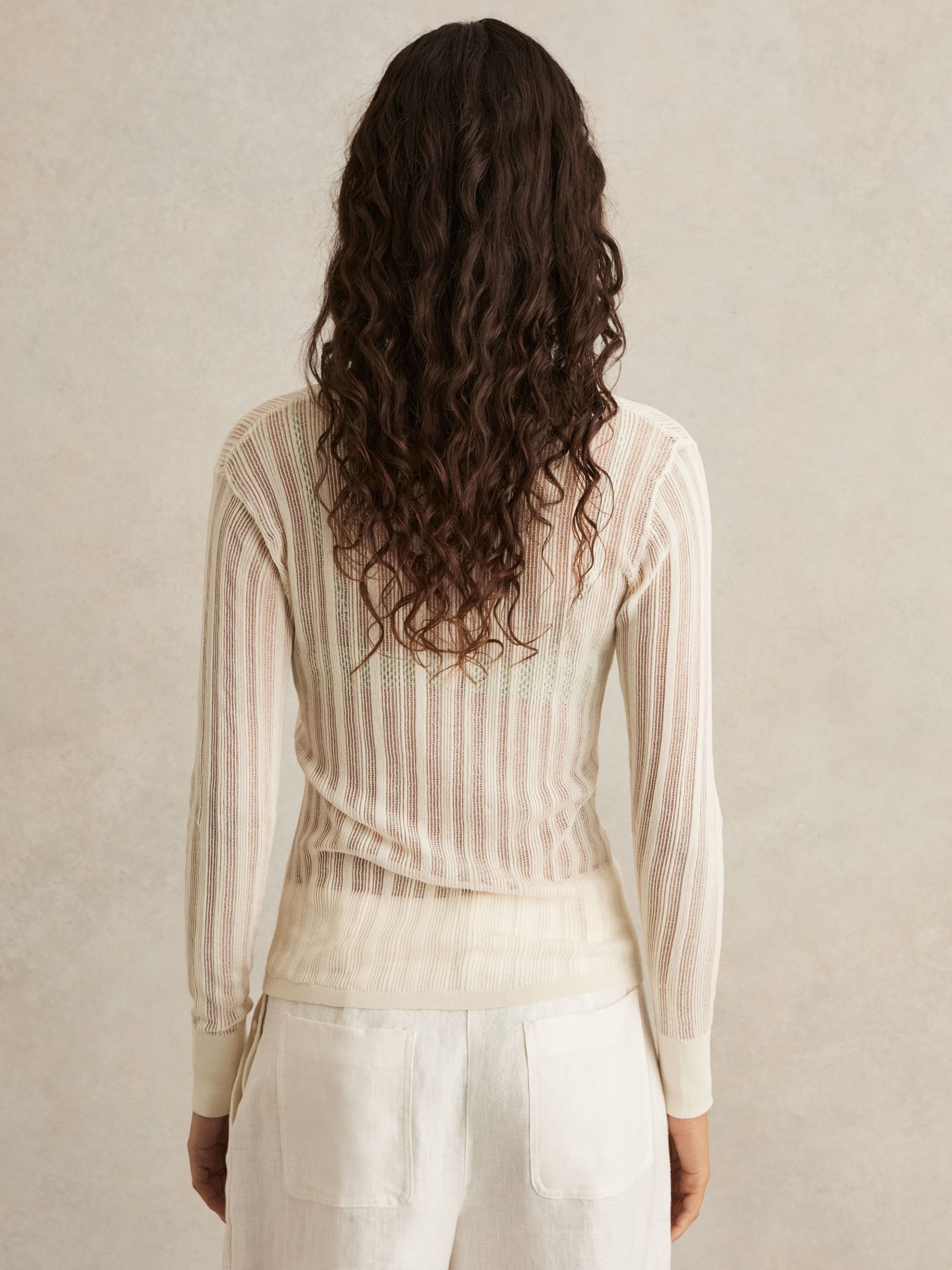 Knitted Beach Cover-Up Top in Cream - Image 5 of 6