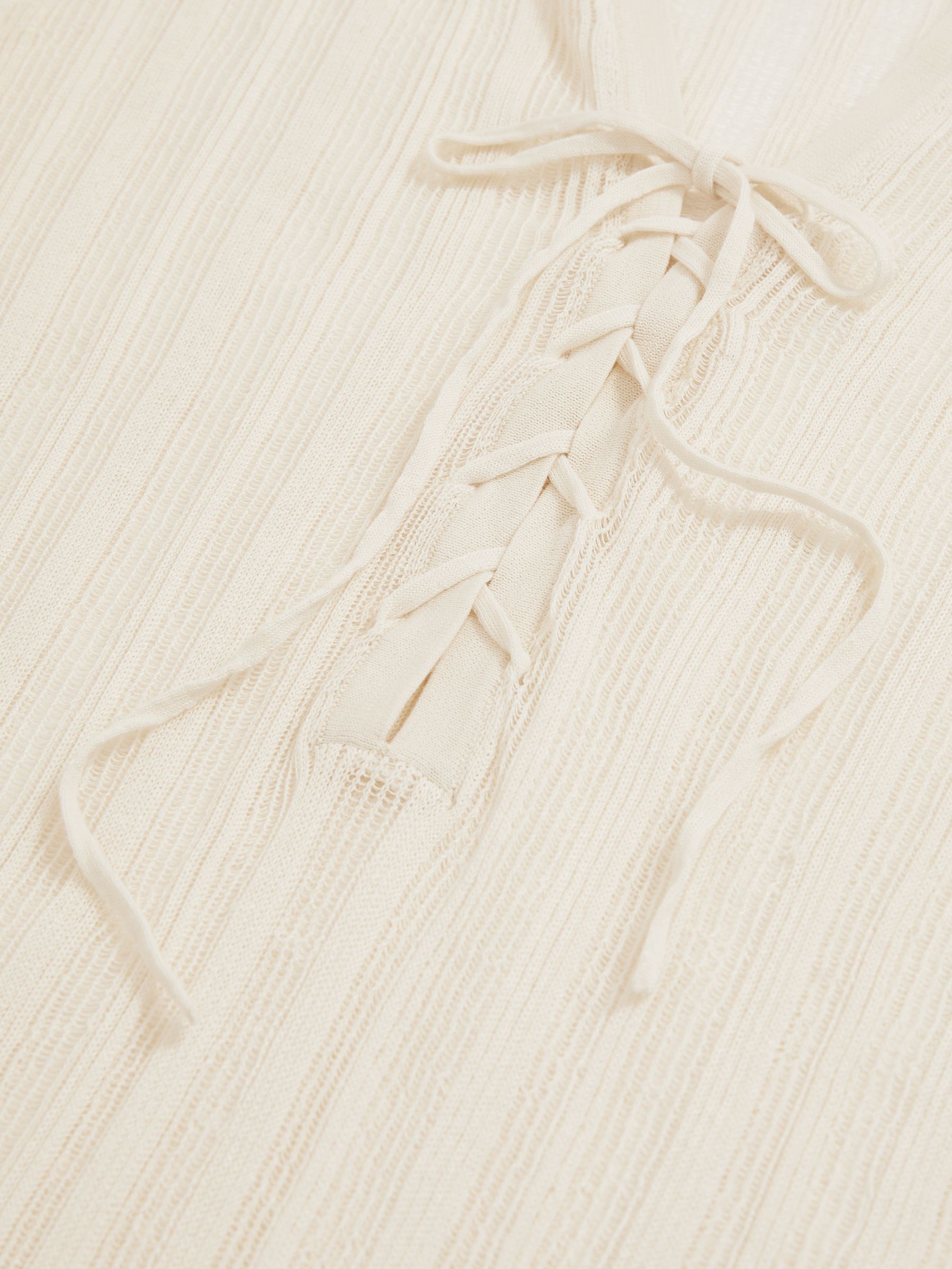 Knitted Beach Cover-Up Top in Cream - Image 6 of 6