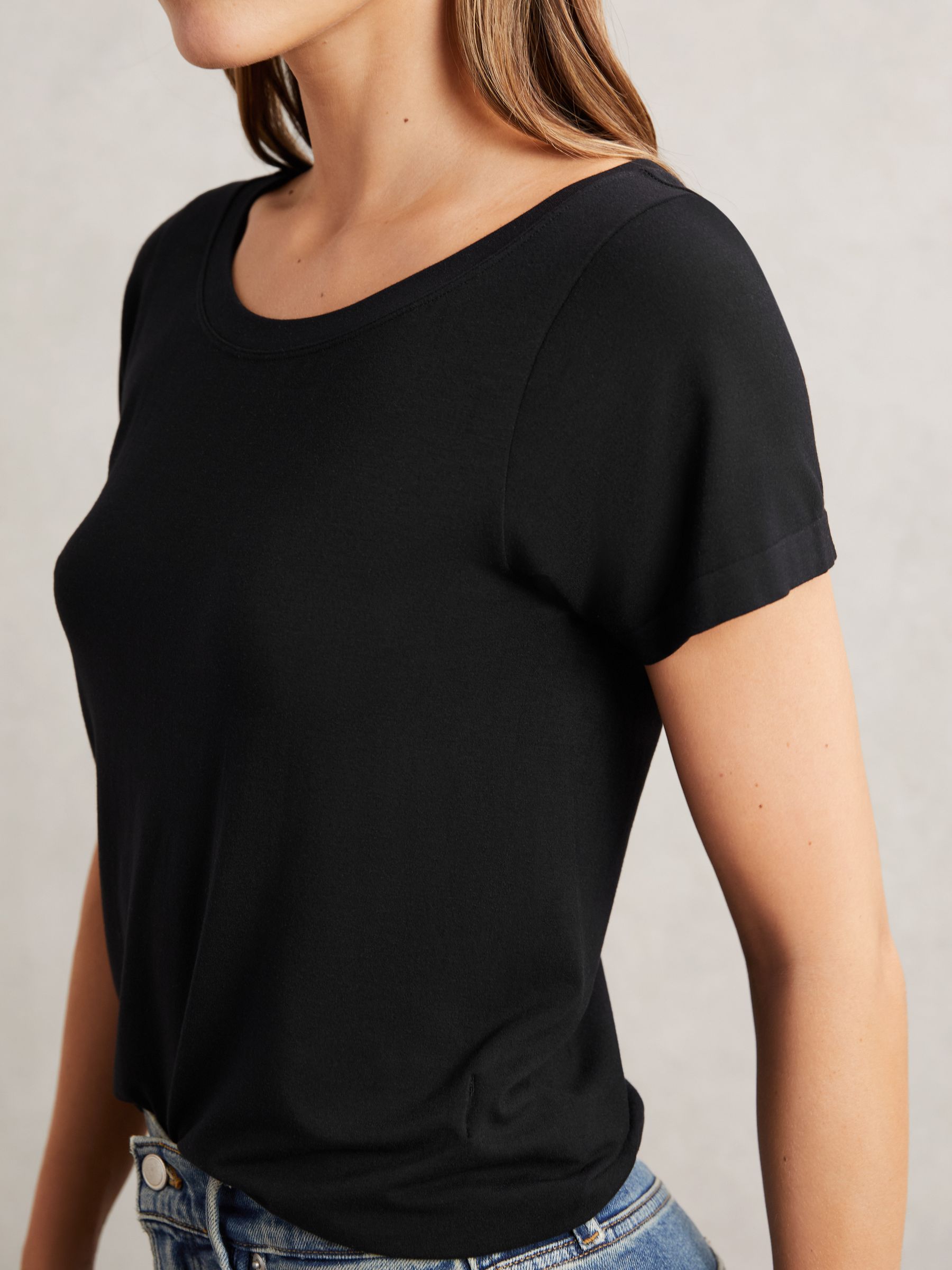 Good American Stretch-Modal T-Shirt in Black - image 5