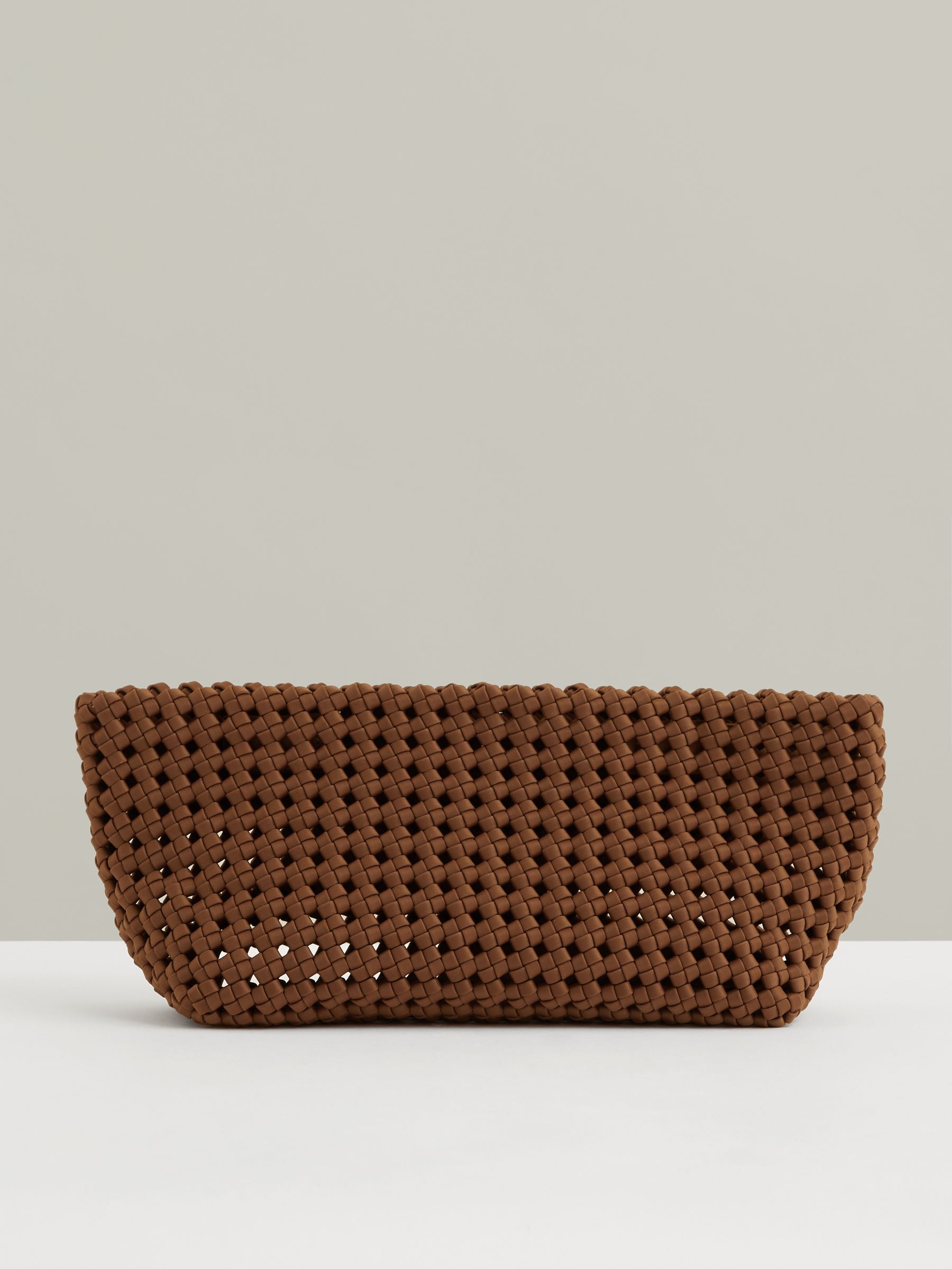 Woven Clutch Bag in Tan - Image 1 of 5