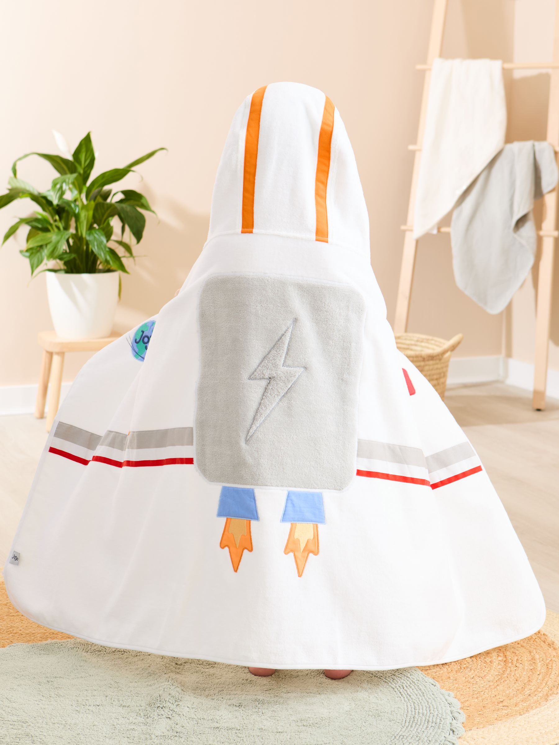 White Space Astronaut Large Hooded Towel | JoJo Maman Bébé USA