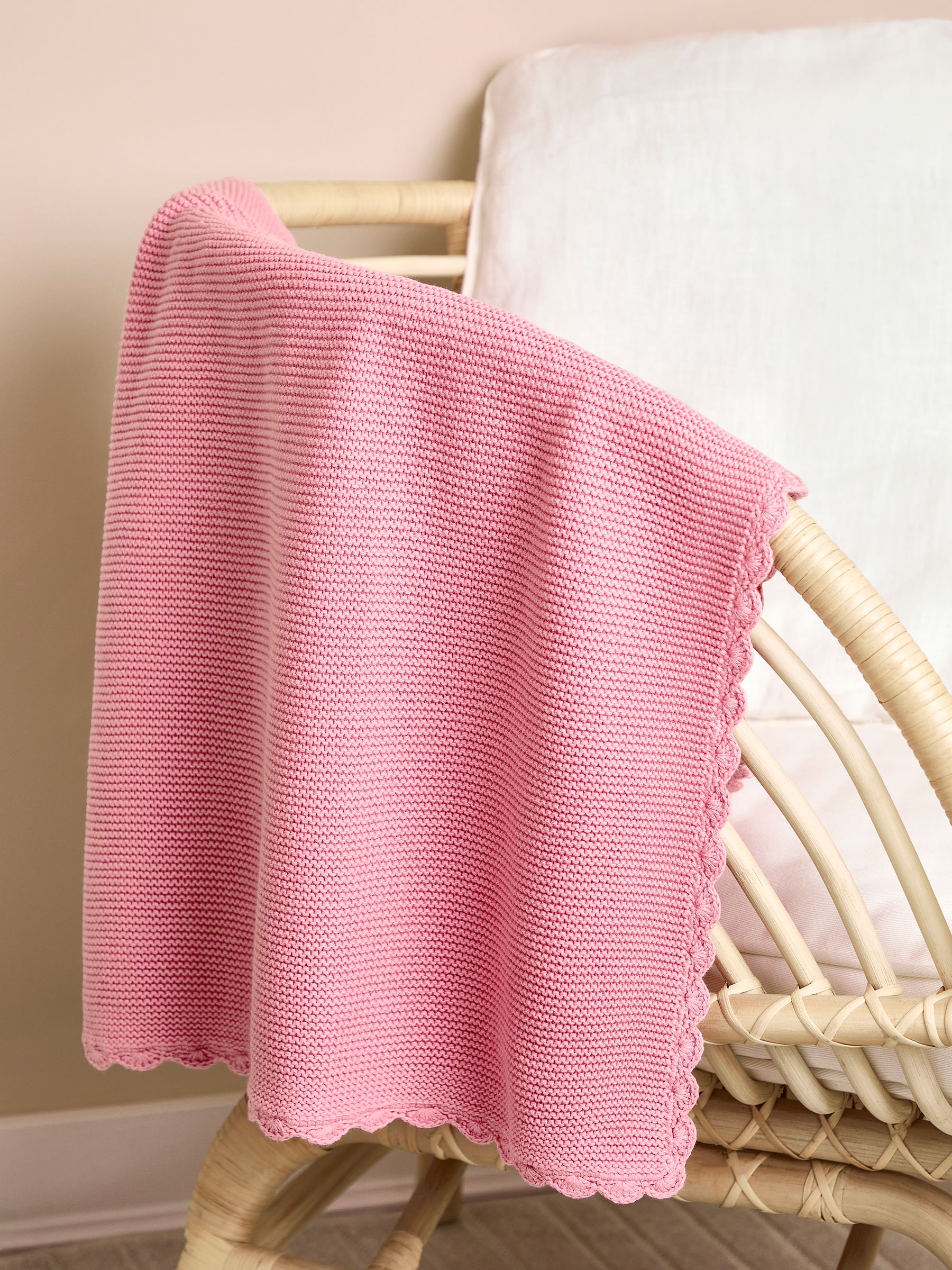 Dusky Pink Scalloped Edge Blanket - Image 1 of 4