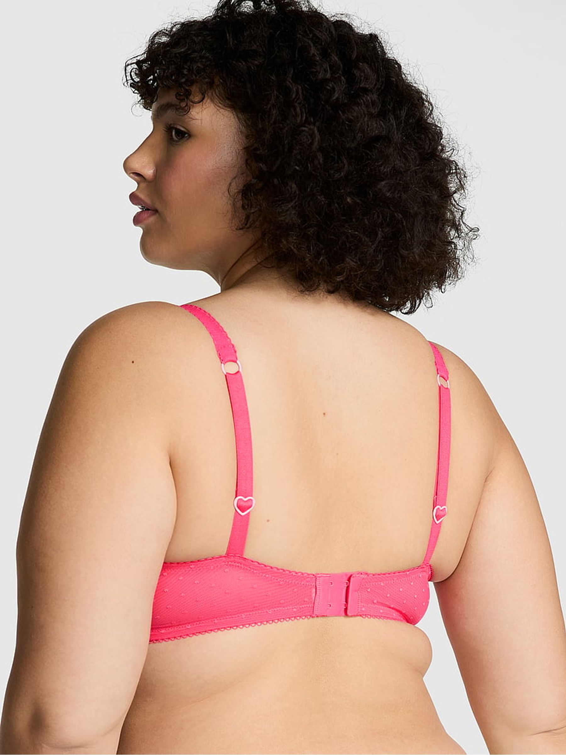 Double Bubble Pink Push Up Heart Embroidery Balcony Bra - Image 2 of 3