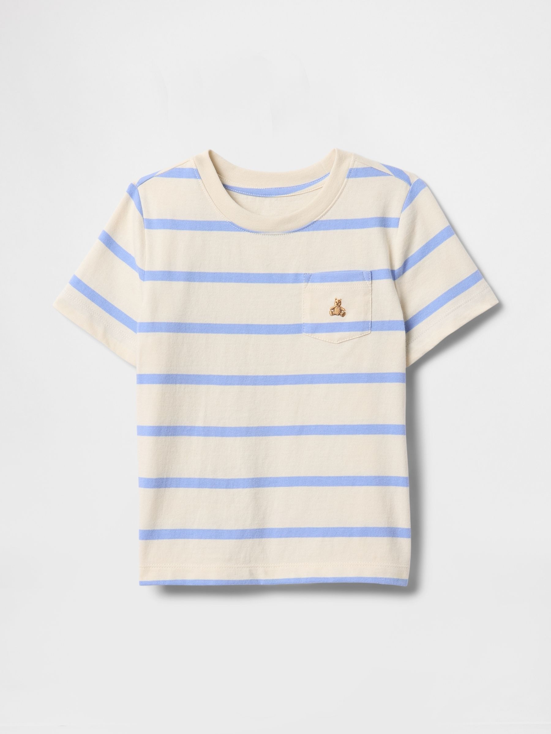 Cream & Blue Striped Relaxed Original Short Sleeve T-Shirt (6mths-5yrs) - Image 1 of 2