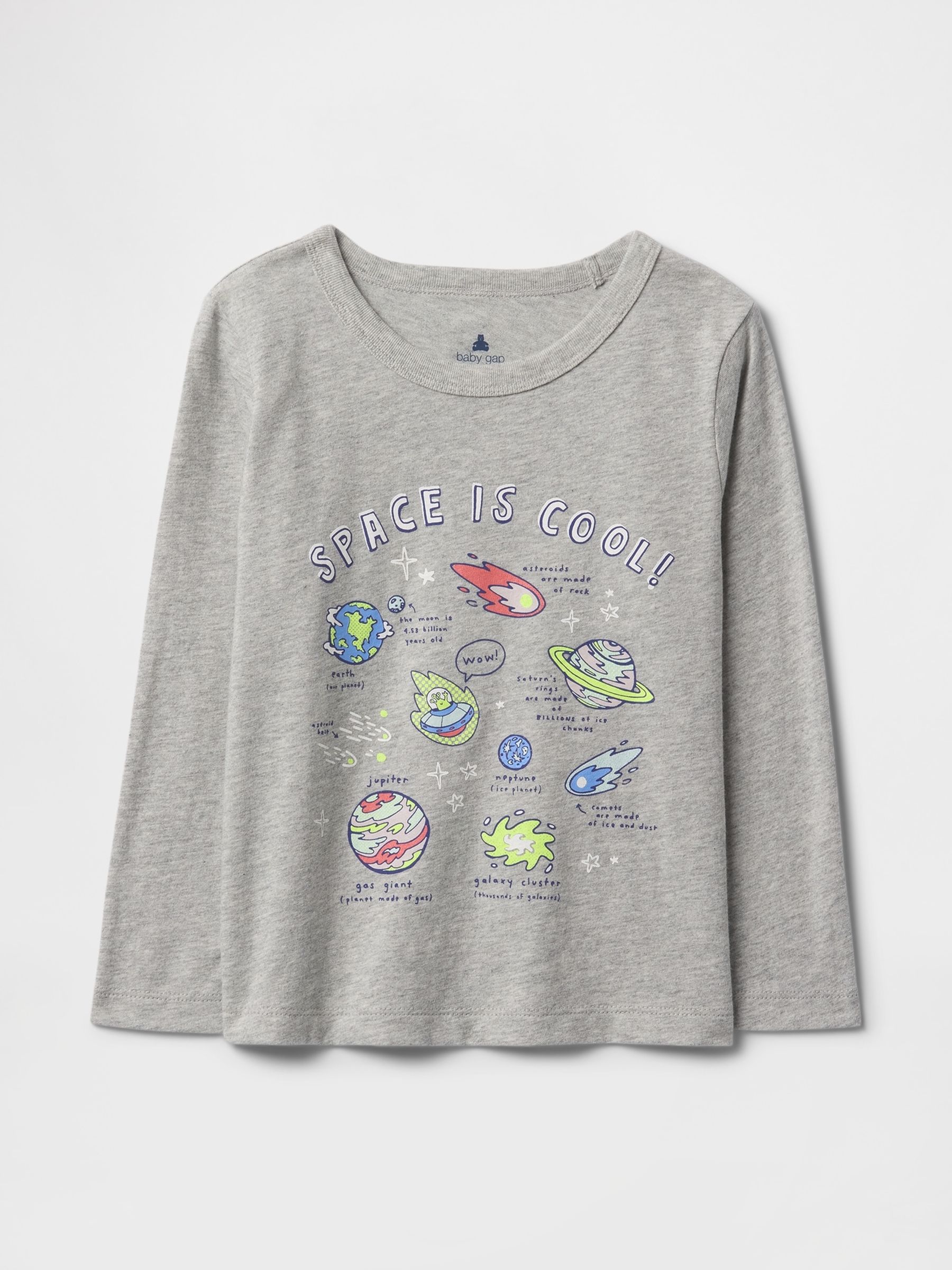 Grey Space Long Sleeve Crew Neck Graphic T-Shirt (6mths-5yrs) - Image 1 of 2