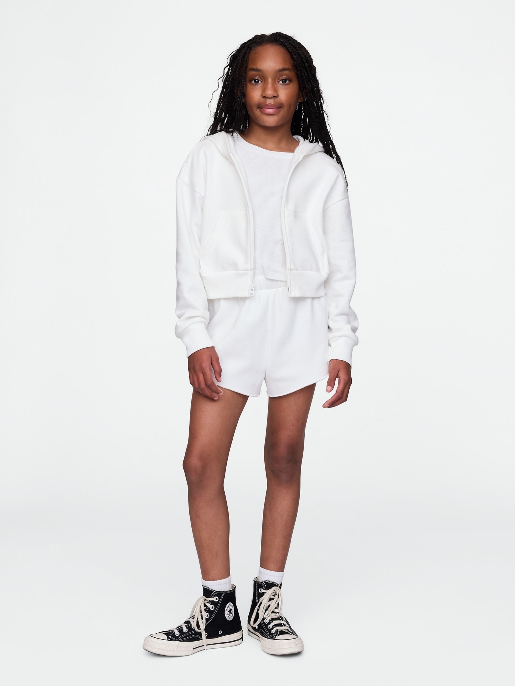 White Vintage Soft Jogger Shorts (4-13yrs) - Image 1 of 4