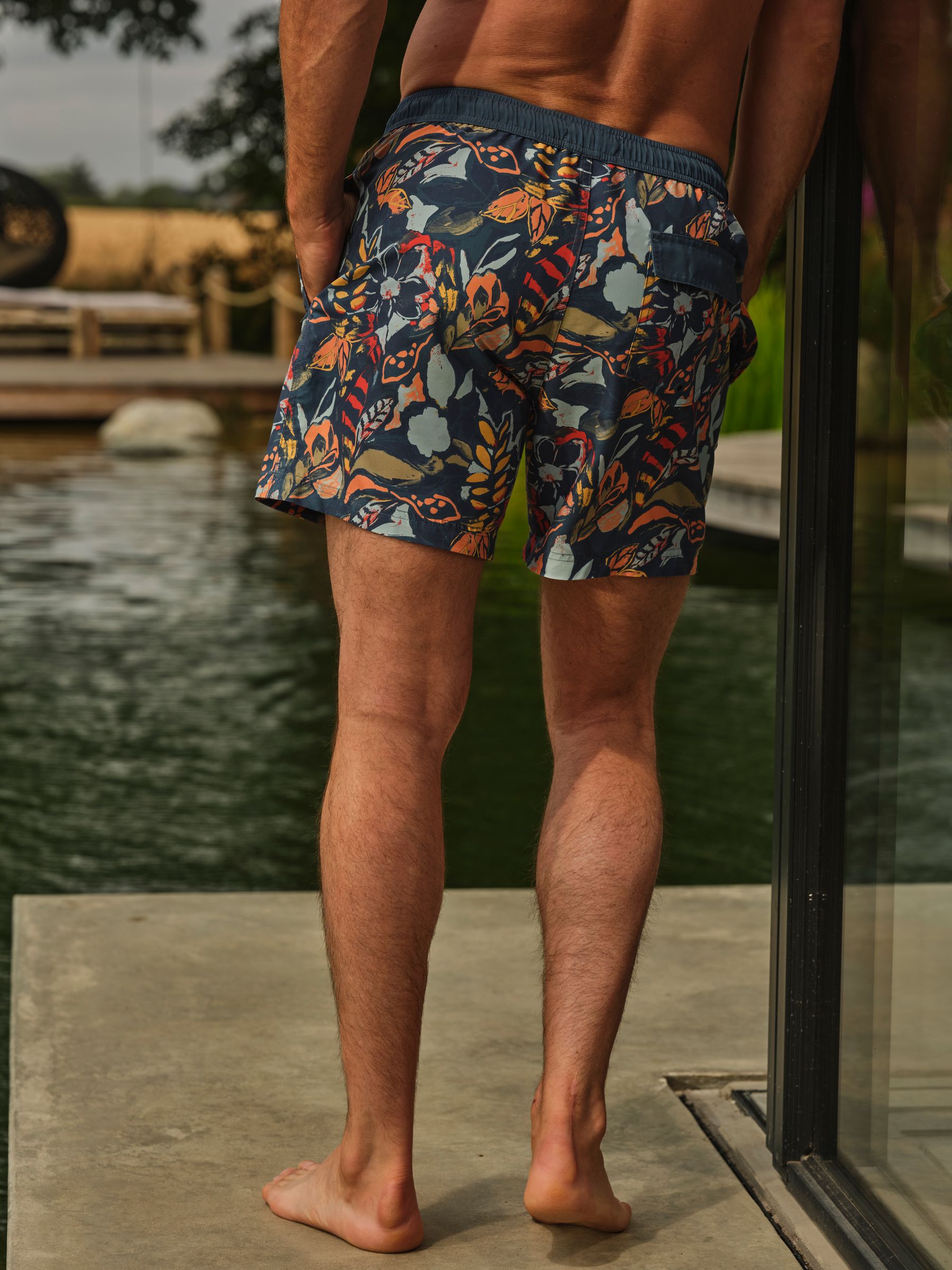 Trevose Teal Blue Jungle Print Swim Shorts - Image 2 of 6