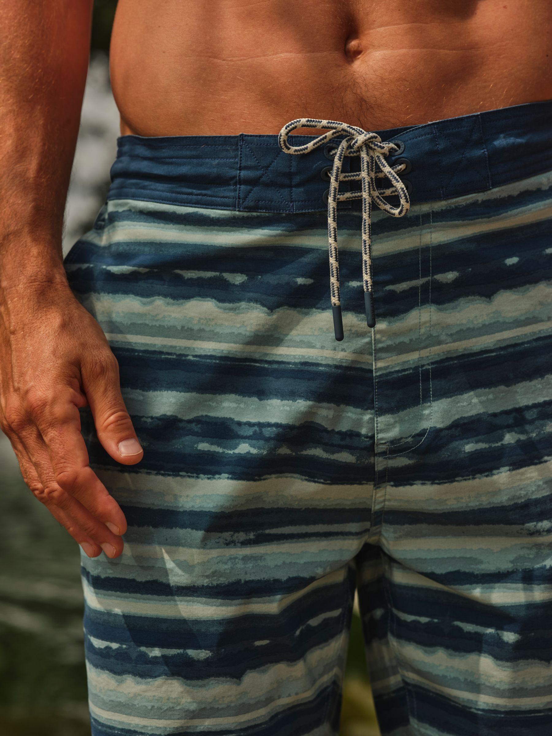 Camber Teal Blue Stripe Swim Shorts - Image 3 of 6