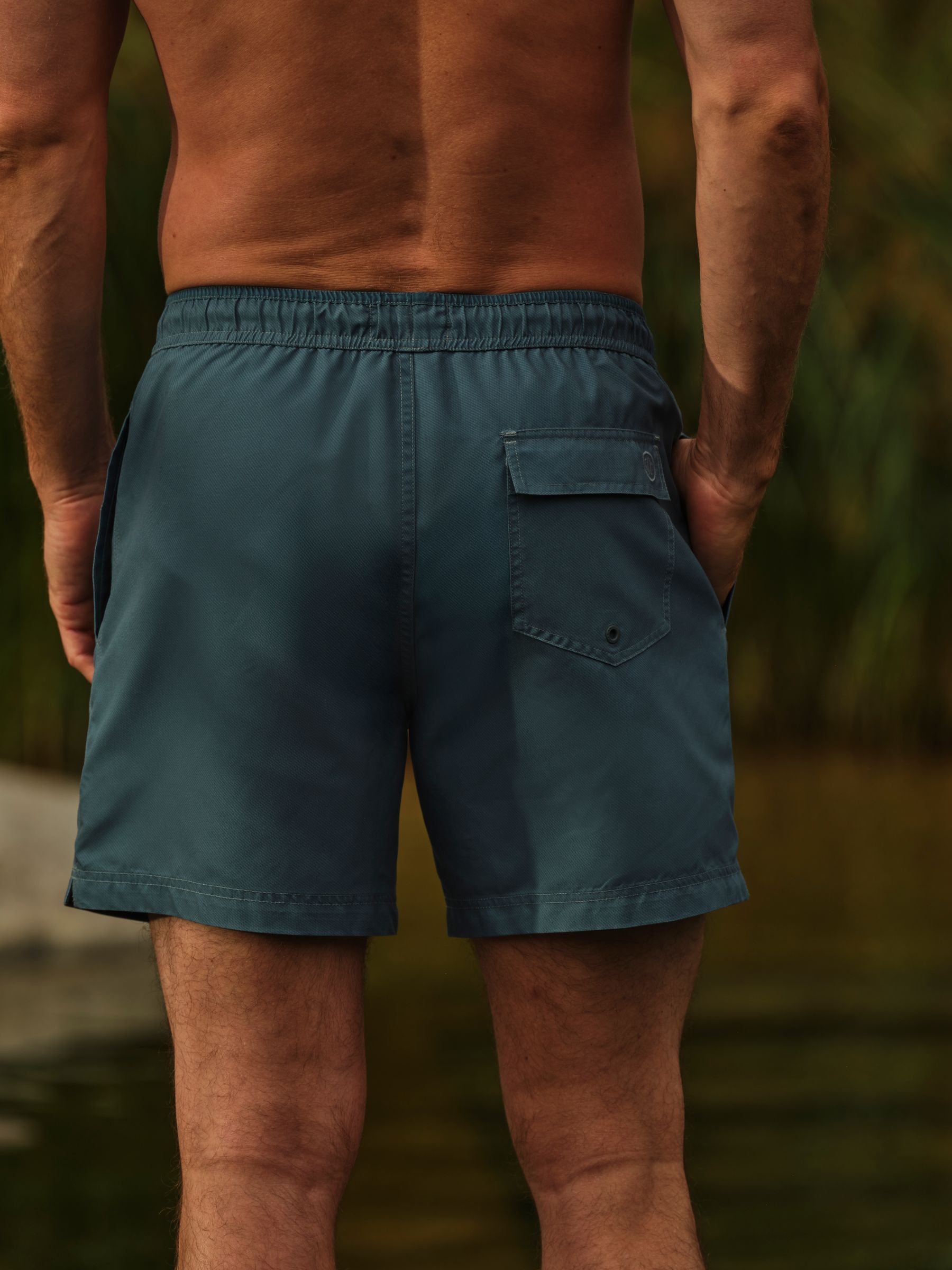 Trevose Teal Blue Texture Print Swim Shorts - Image 2 of 6