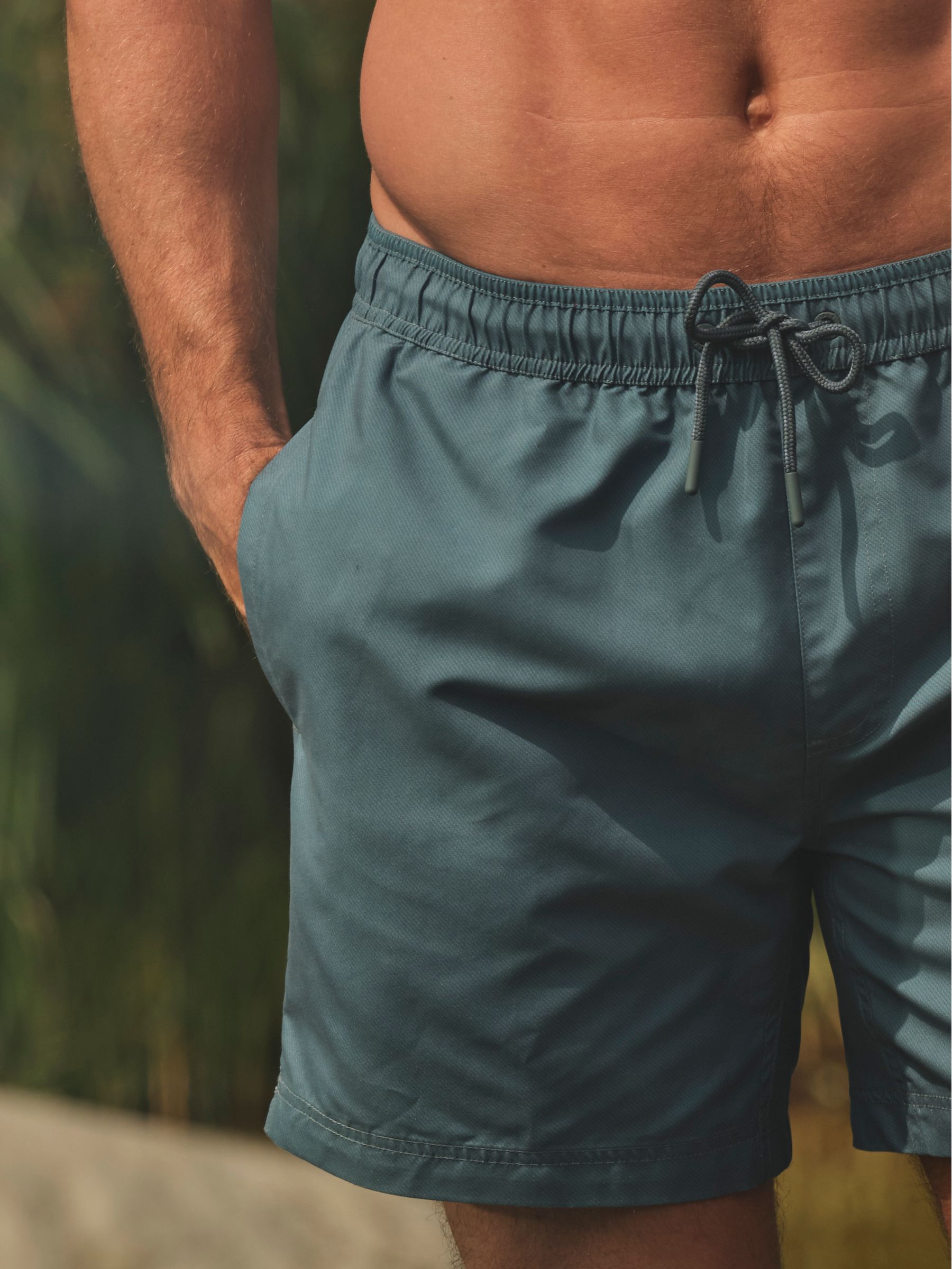 Trevose Teal Blue Texture Print Swim Shorts - Image 4 of 6