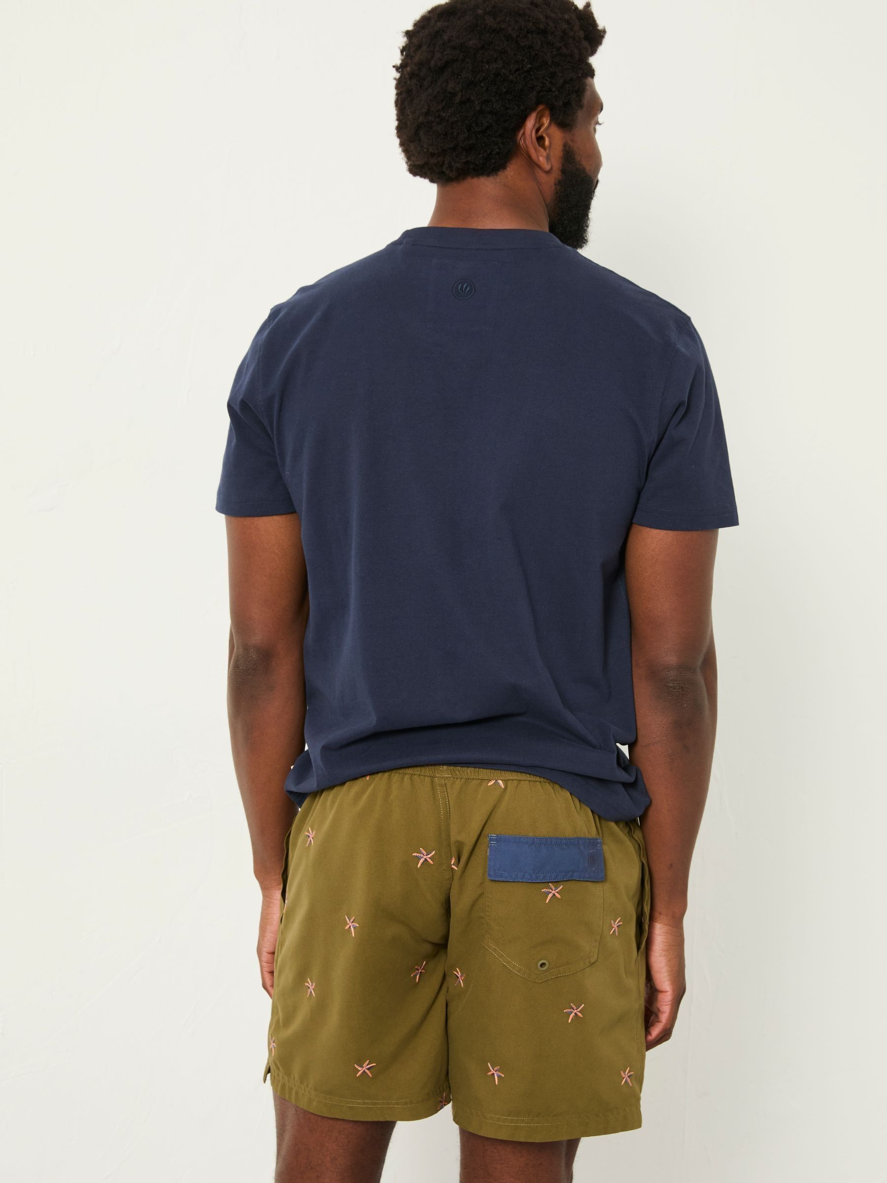 Trevose Khaki Green Embroidered Starfish Swim Shorts - Image 2 of 5