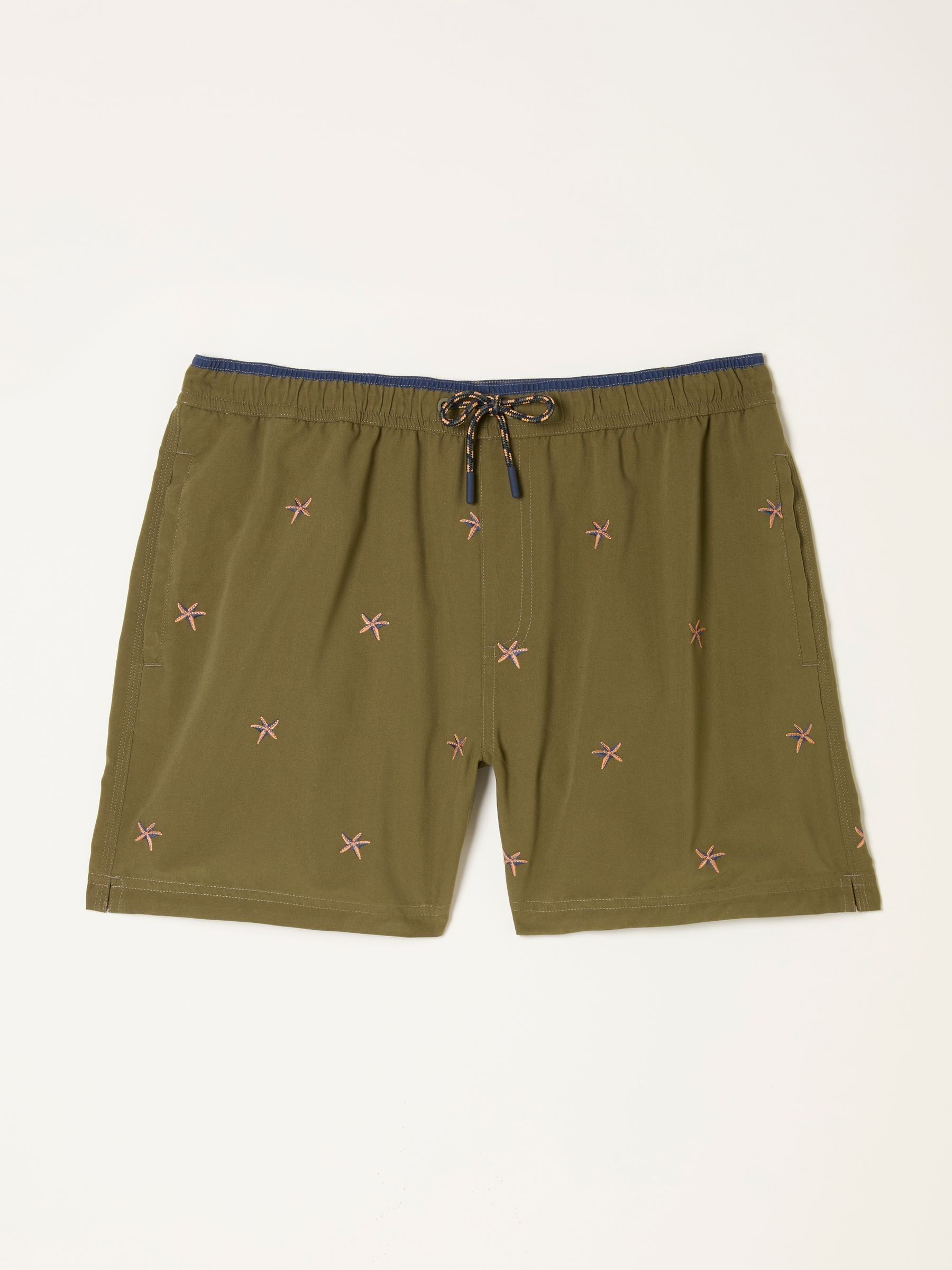 Trevose Khaki Green Embroidered Starfish Swim Shorts - Image 5 of 5