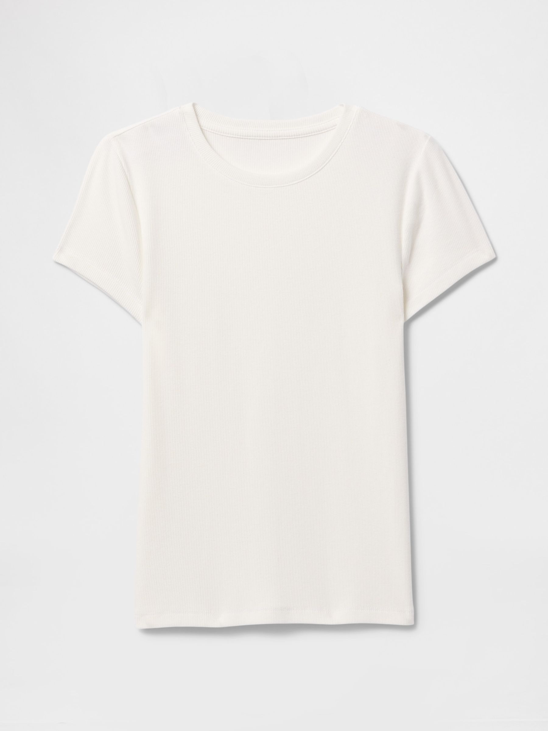 White Modern Rib Cropped T-Shirt - Image 4 of 4