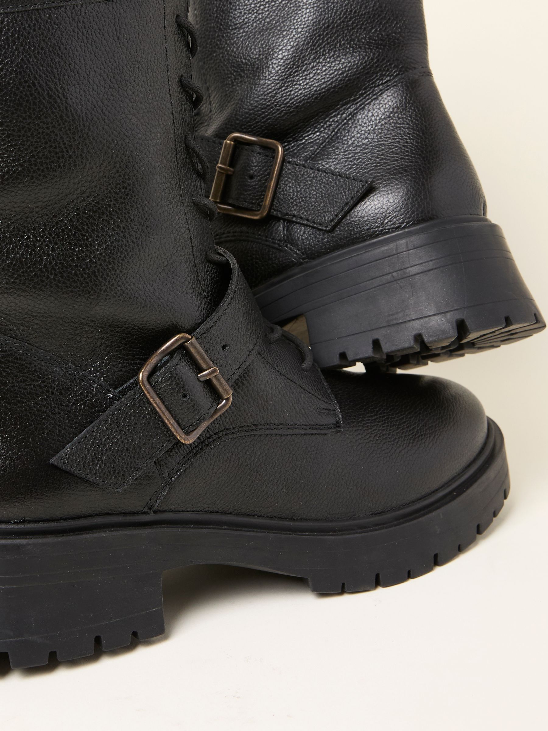 Black Lace Up Buckle Boot - Image 2 of 3