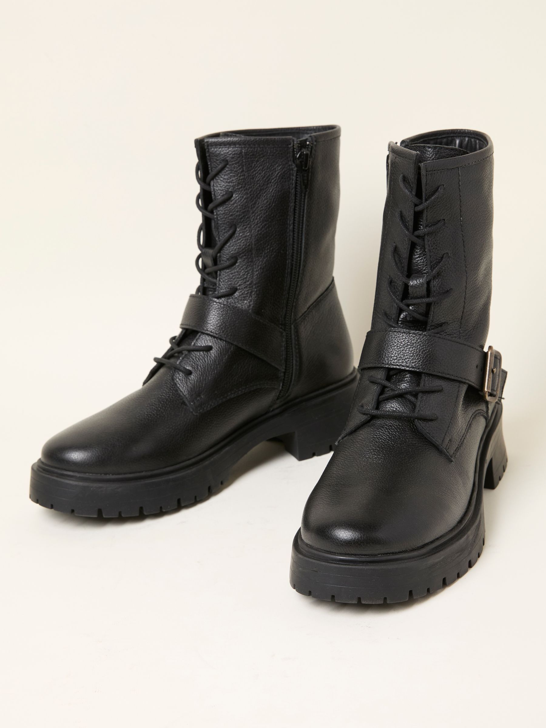 Black Lace Up Buckle Boot - Image 3 of 3