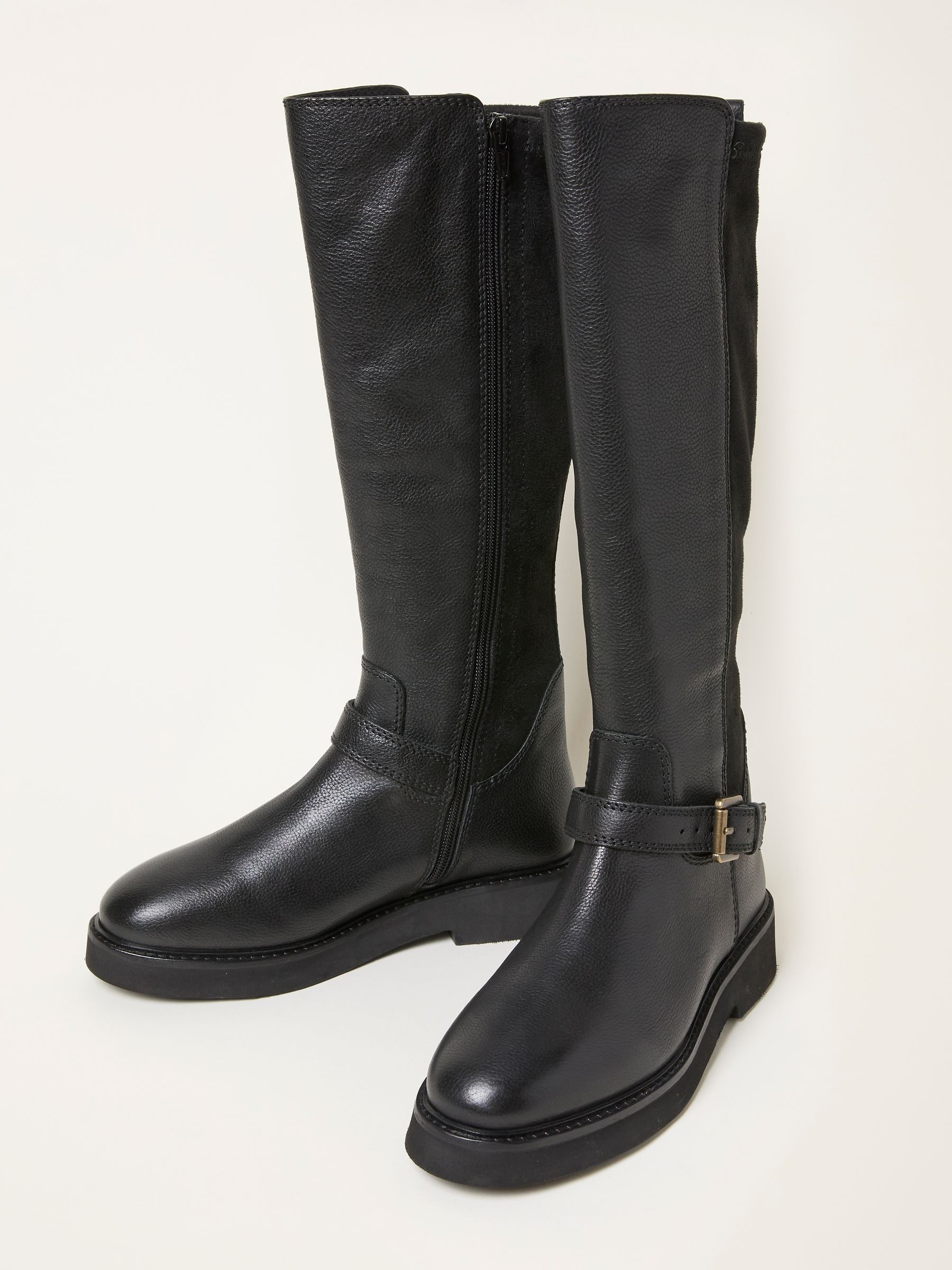 Fat Face - Black - Black Knee High Leather Riding Boot