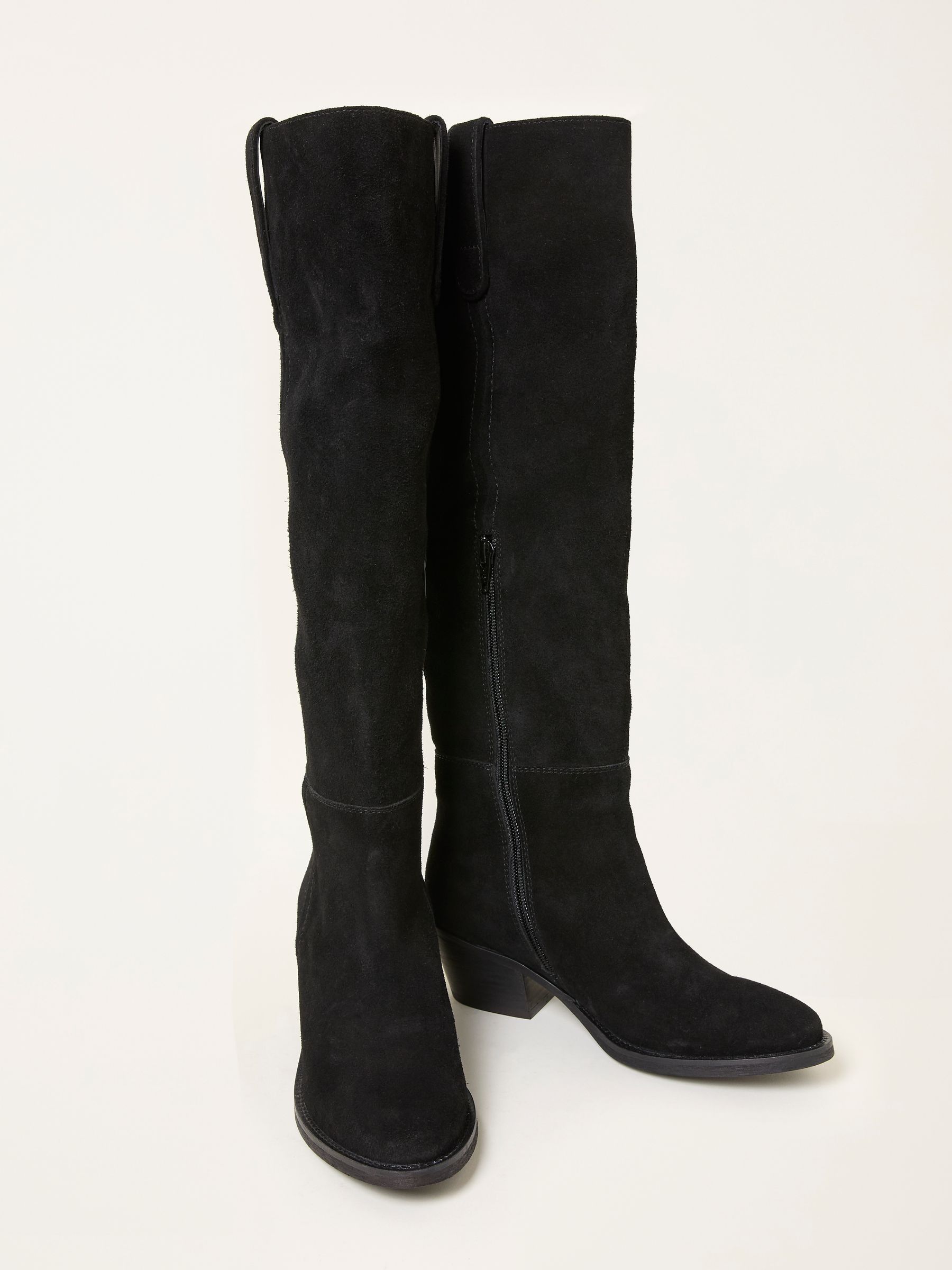 Black Suede Mid Heel Knee High Boot - Image 2 of 2