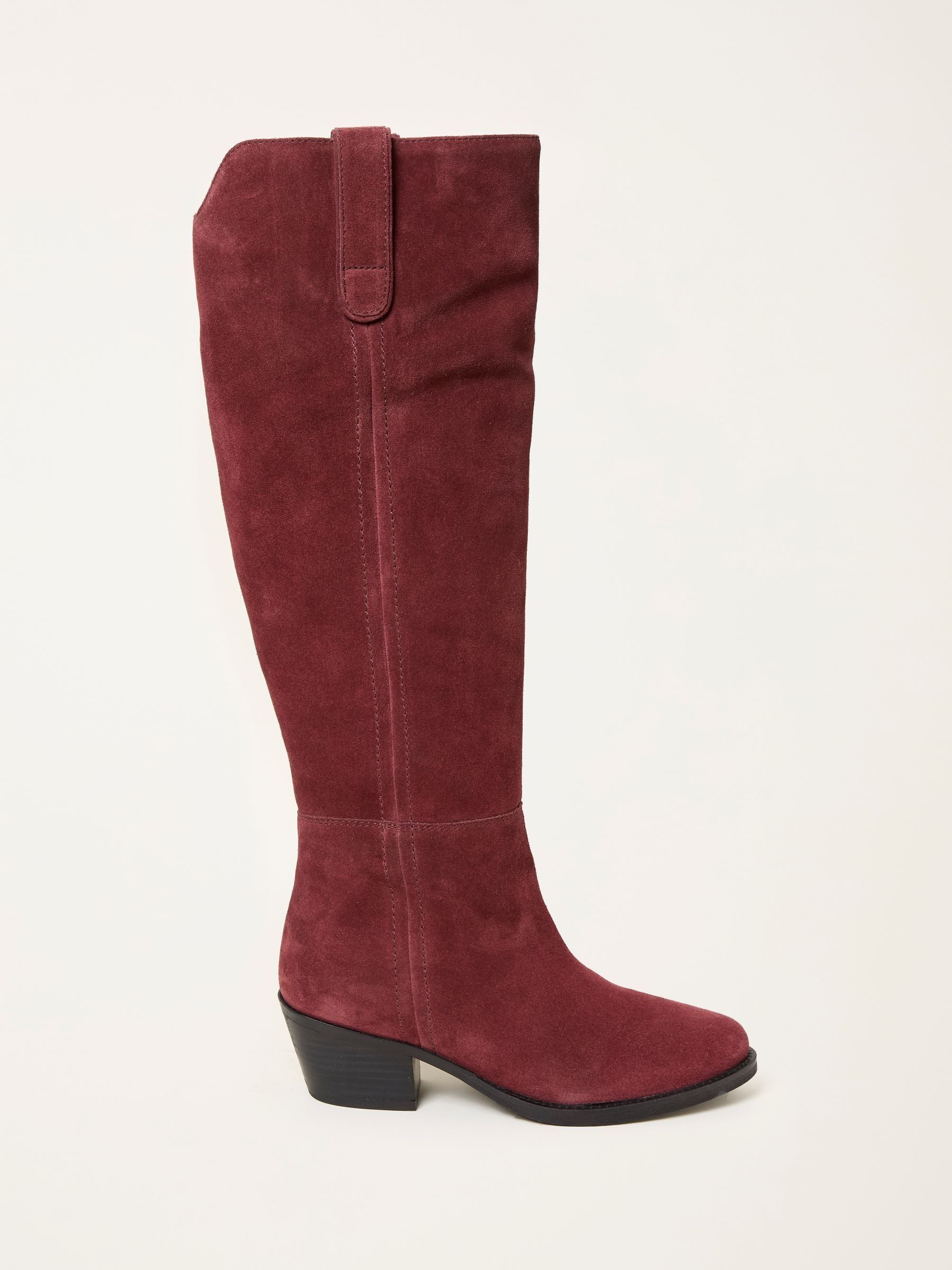 Red Suede Mid Heel Knee High Boot - Image 2 of 4