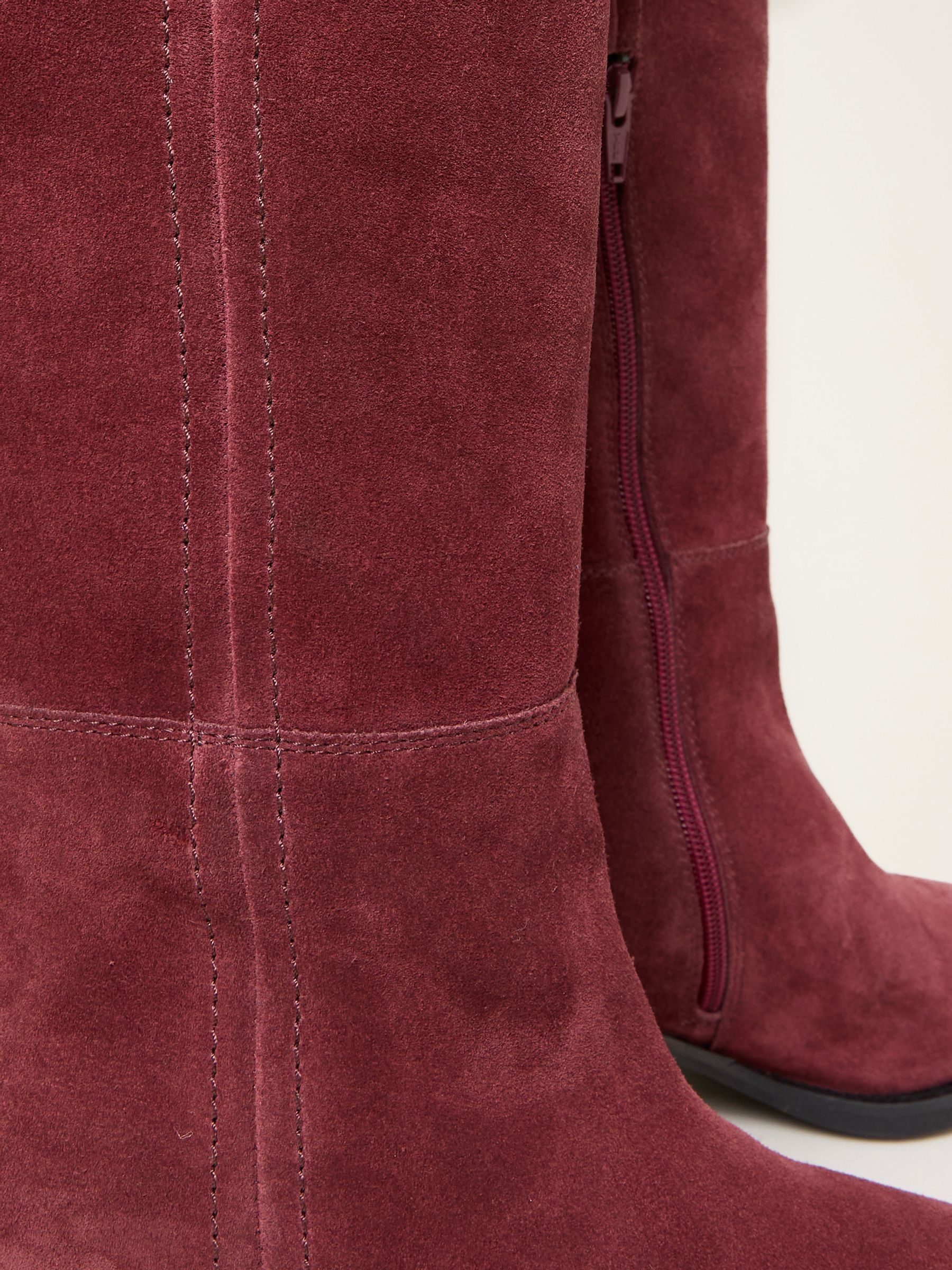 Red Suede Mid Heel Knee High Boot - Image 3 of 4