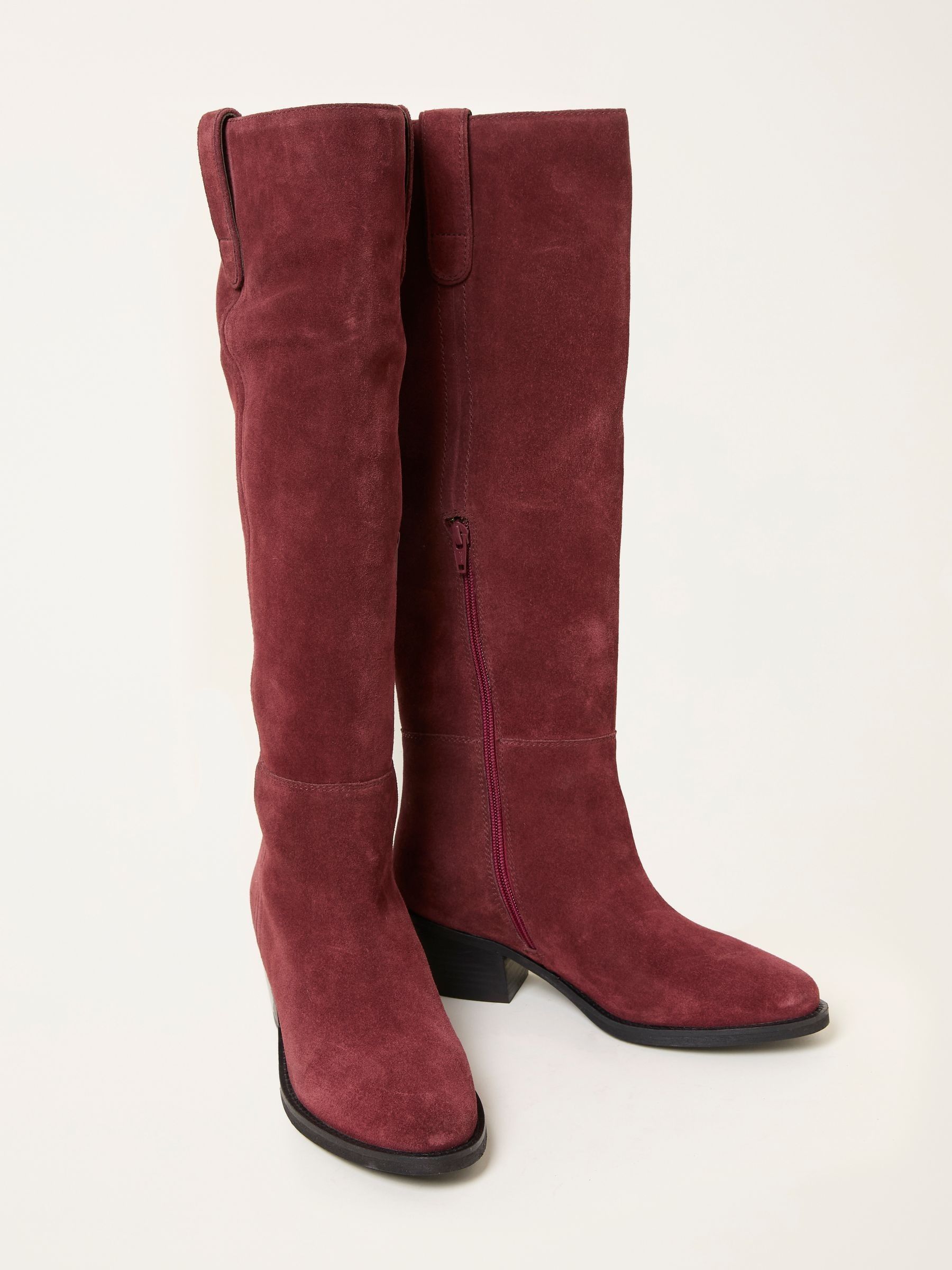 Red Suede Mid Heel Knee High Boot - Image 4 of 4