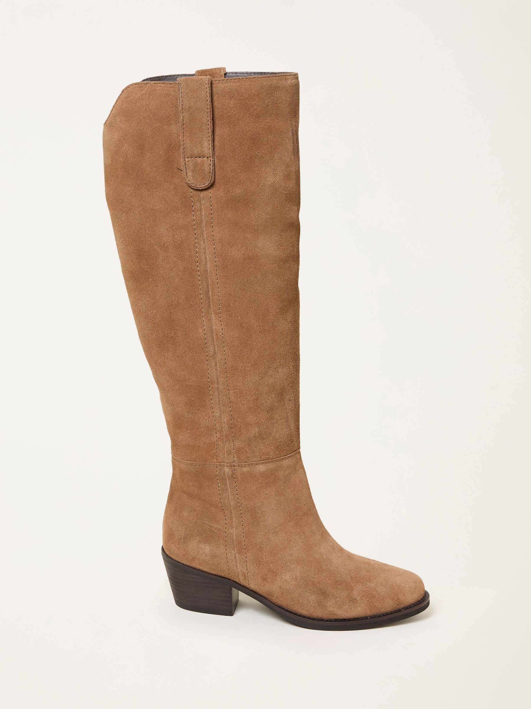 Tan Brown Suede Mid Heel Knee High Boot - Image 3 of 3