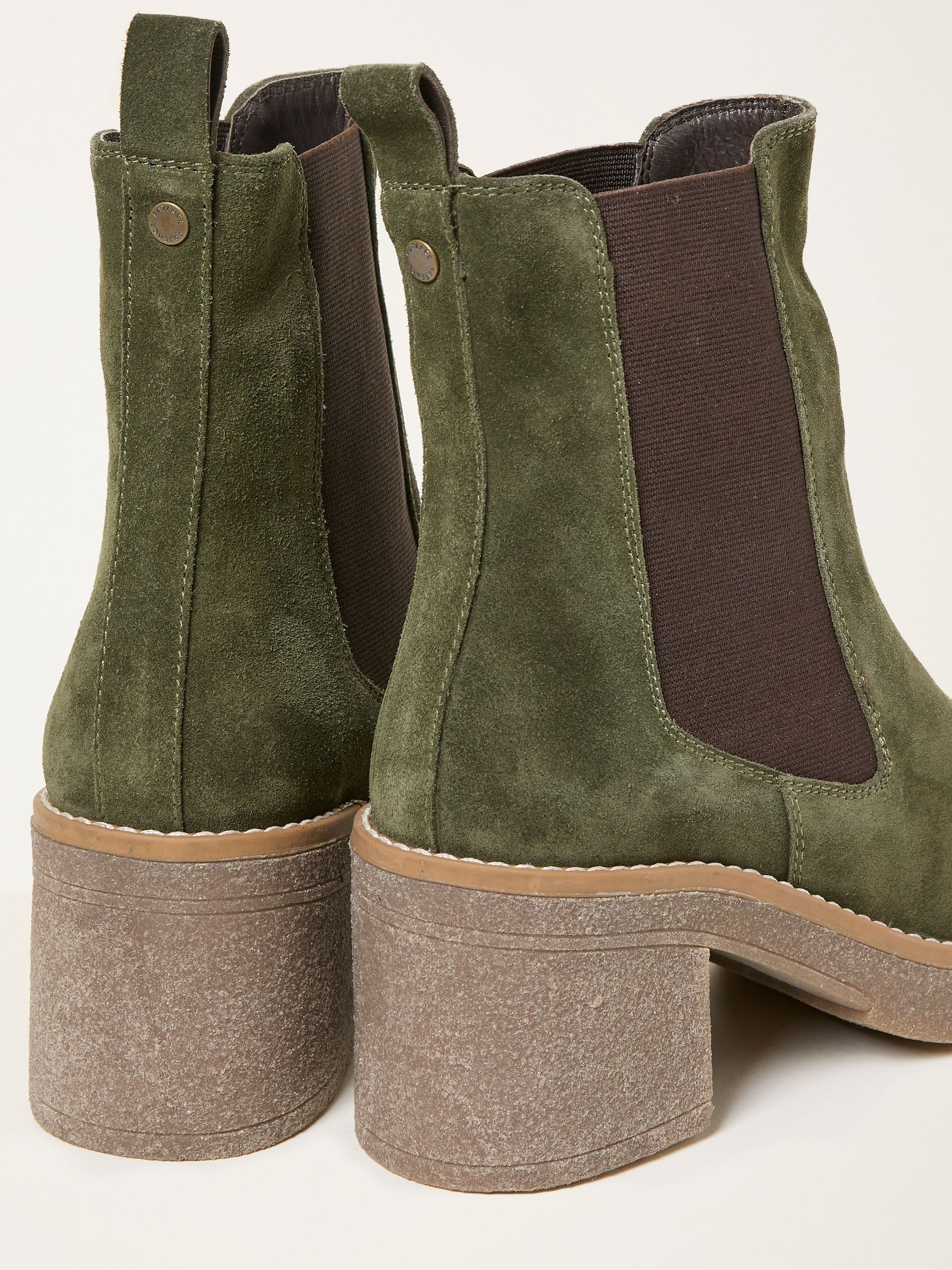 Khaki Green Suede Chelsea Mid Heel Boot - Image 2 of 3