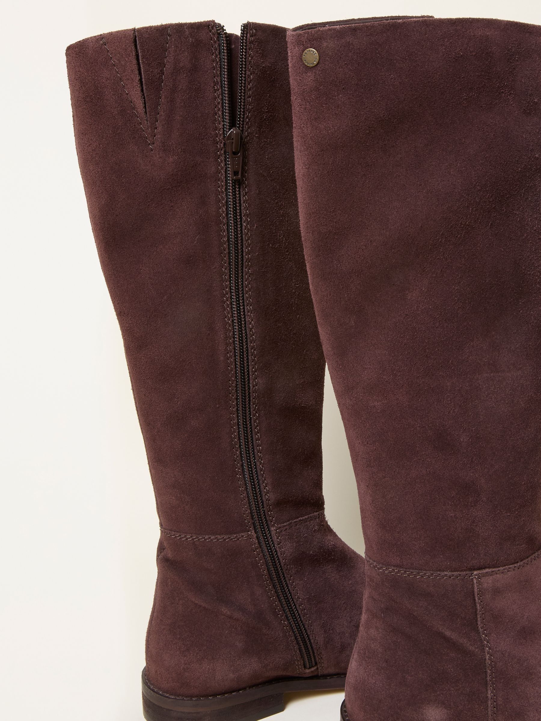 Chocolate Brown Knee High Suede Boot - Image 2 of 3